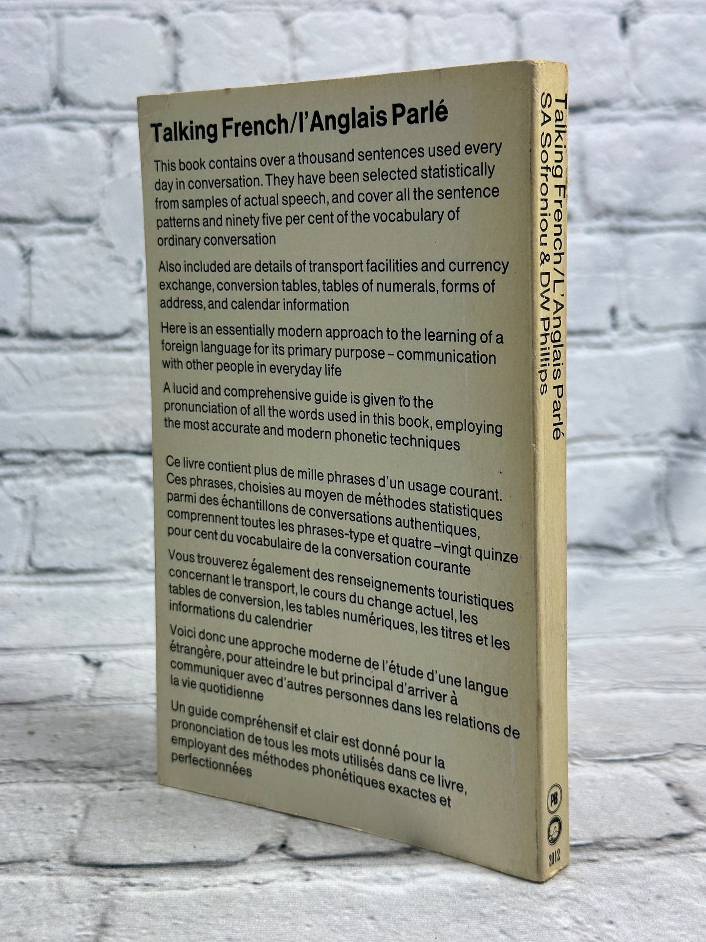 Talking French:L'Anglais Parle by  Sofroniou & Phillips [1966 · Panther Edition]