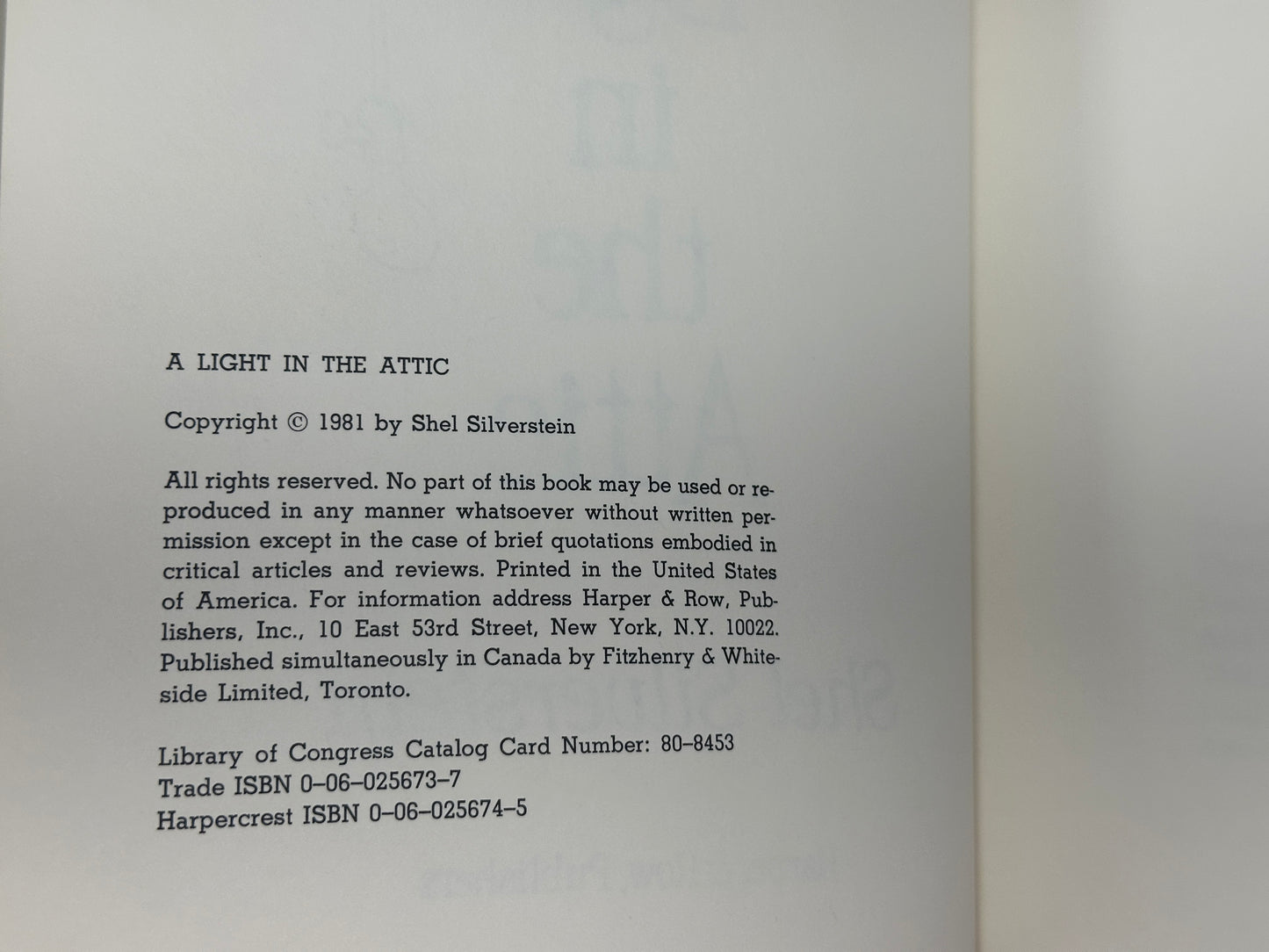 A Light In The Attic by Shel Silverstein