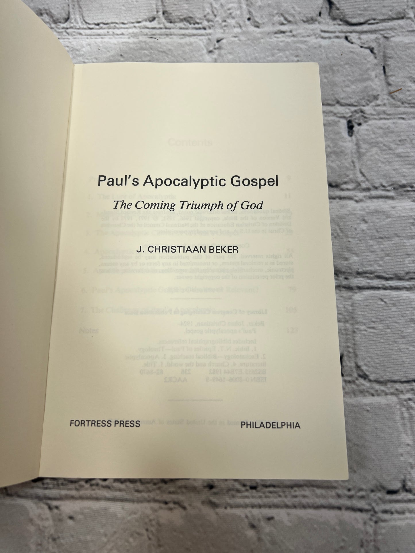 Paul's Apocalyptic Gospel: The Coming Triumph of God By Christiaan Beker [1989]