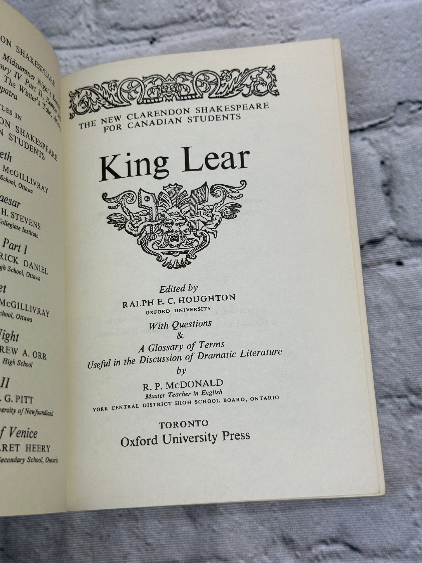 King Lear New Clarendon Shakespeare for Canadian Students [1964]