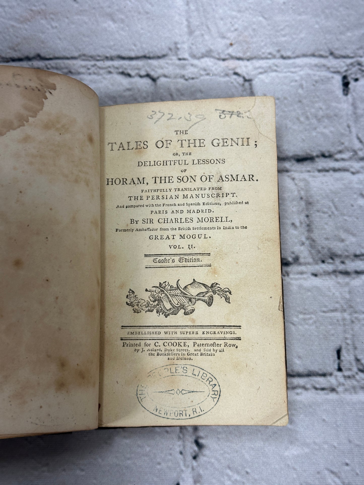 Tales of the Genii (Vol. 2) trans. by Charles Morell [Cooke's Pocket Ed. · 1800]