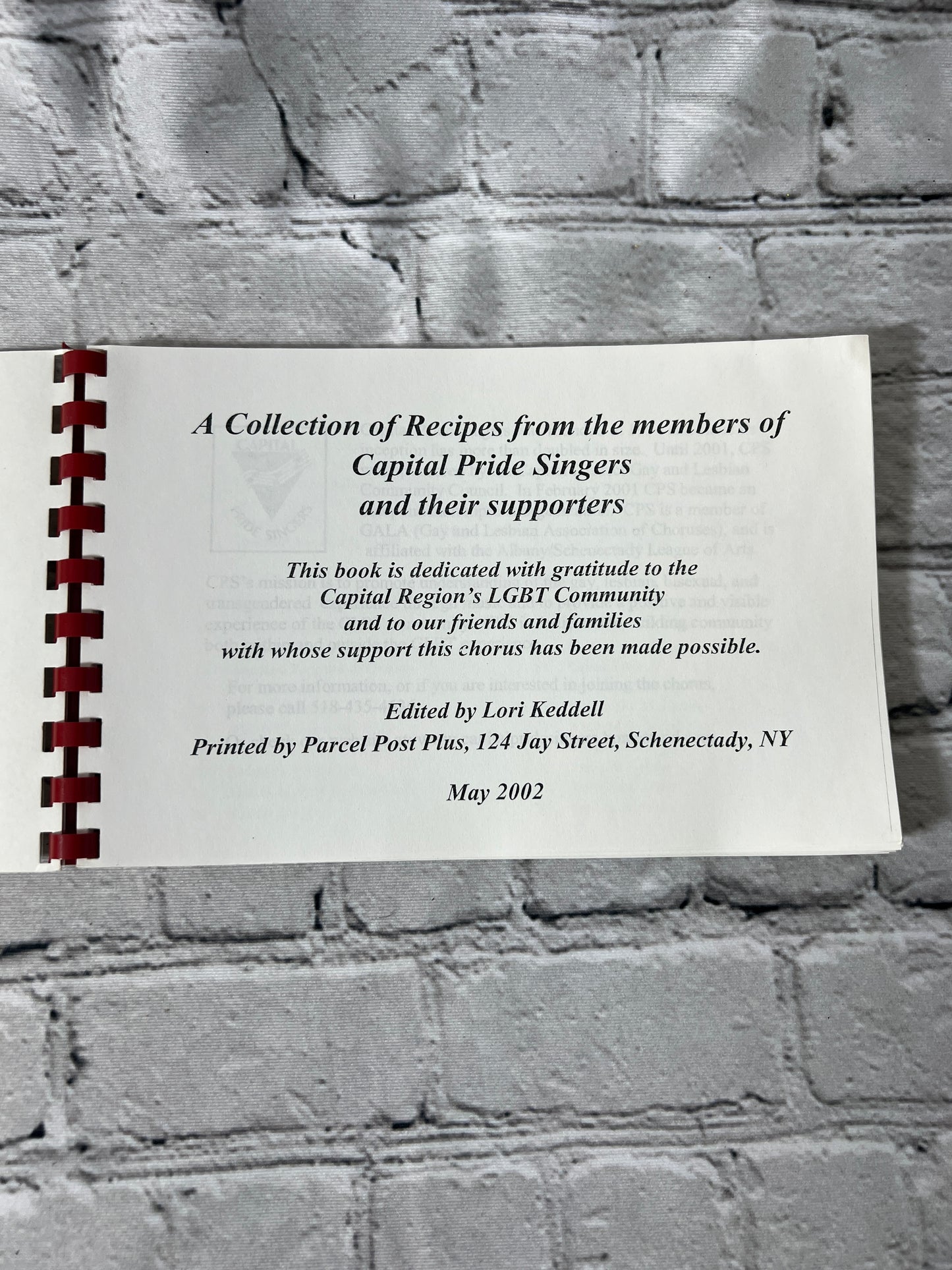 Capital Pride Singers Presents: A Medley of Recipes [Cook Book · 2002 · Schenectady, New York]