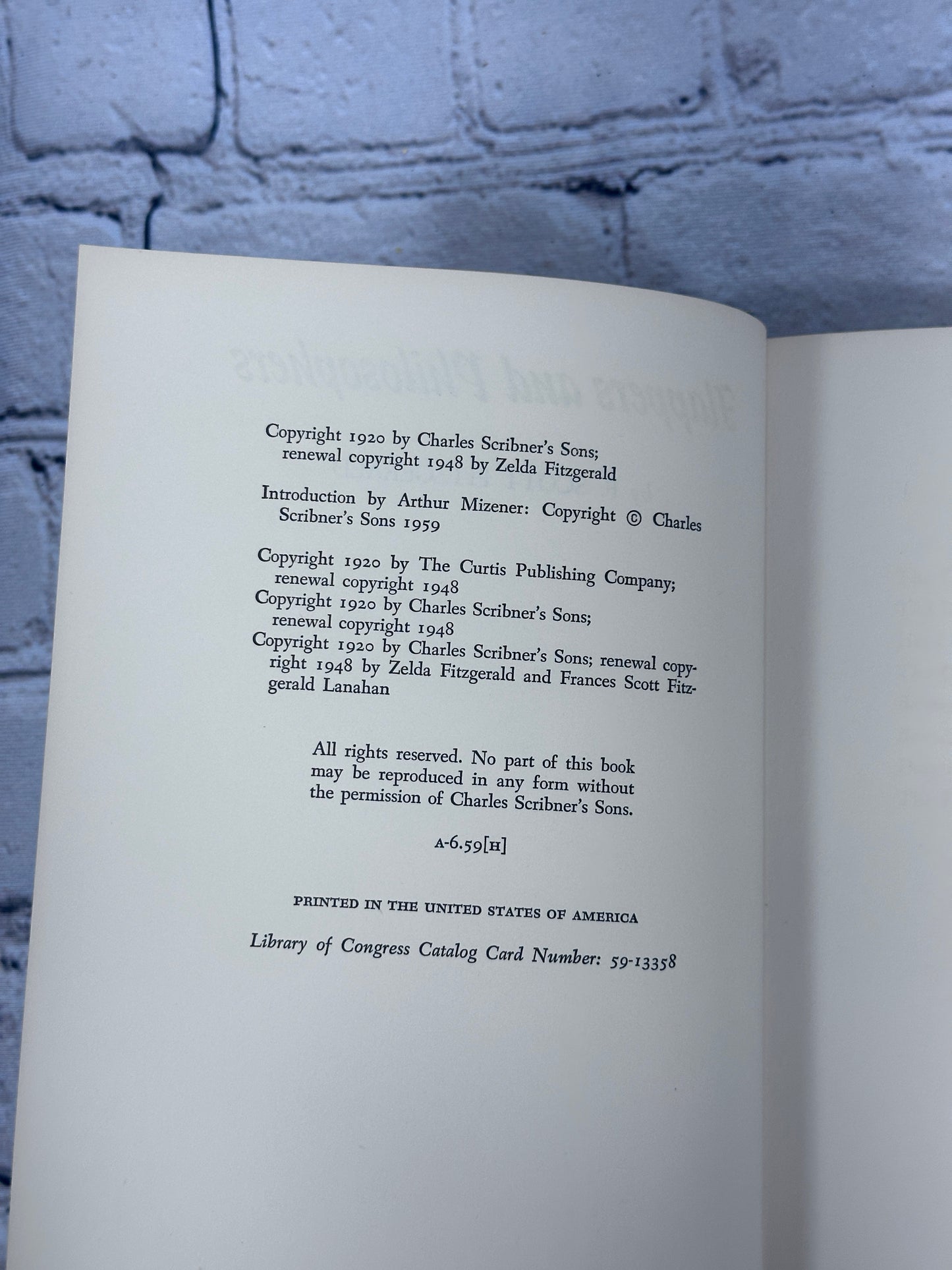 Flappers and Philosophers By F. Scott Fitzgerald [1959]