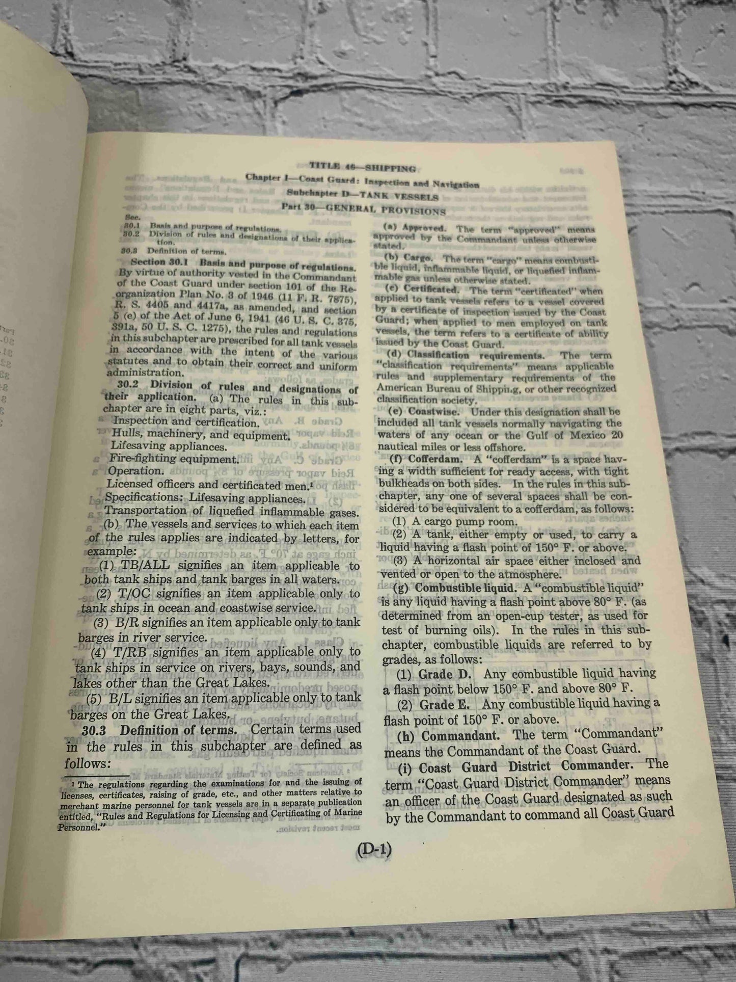 Tank Vessel Regulations CG 123 (July 1, 1949)
