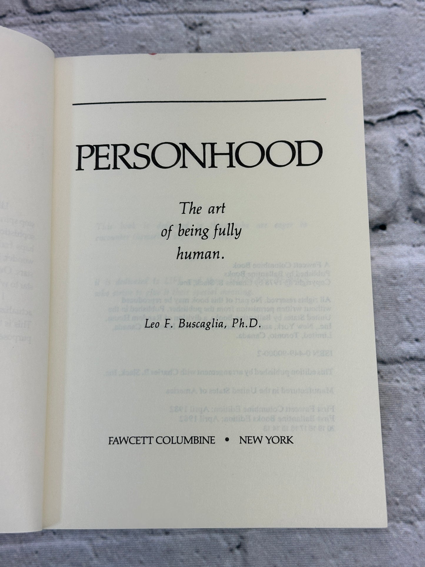 Personhood : The Art of Being Fully Human by Leo F. Buscaglia [1982]