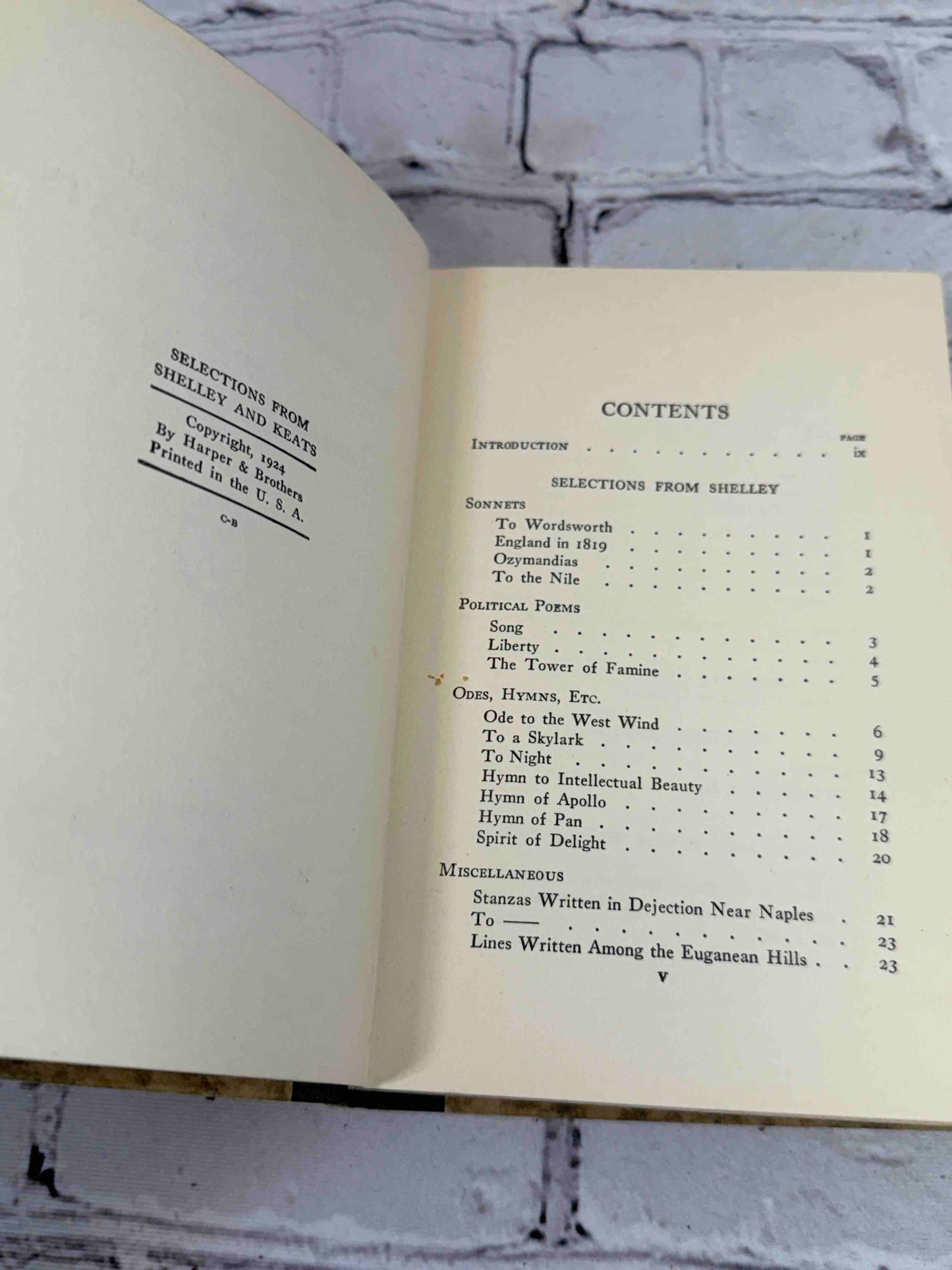 Selections from Shelley and Keats