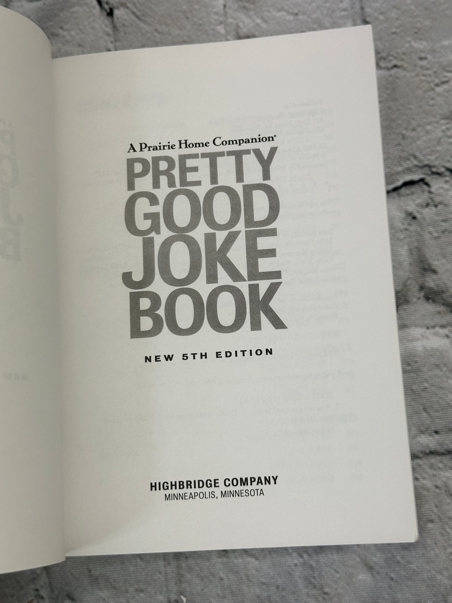 A Prairie Home Companion' Pretty Good Joke Book [2009 · 5th Edition]