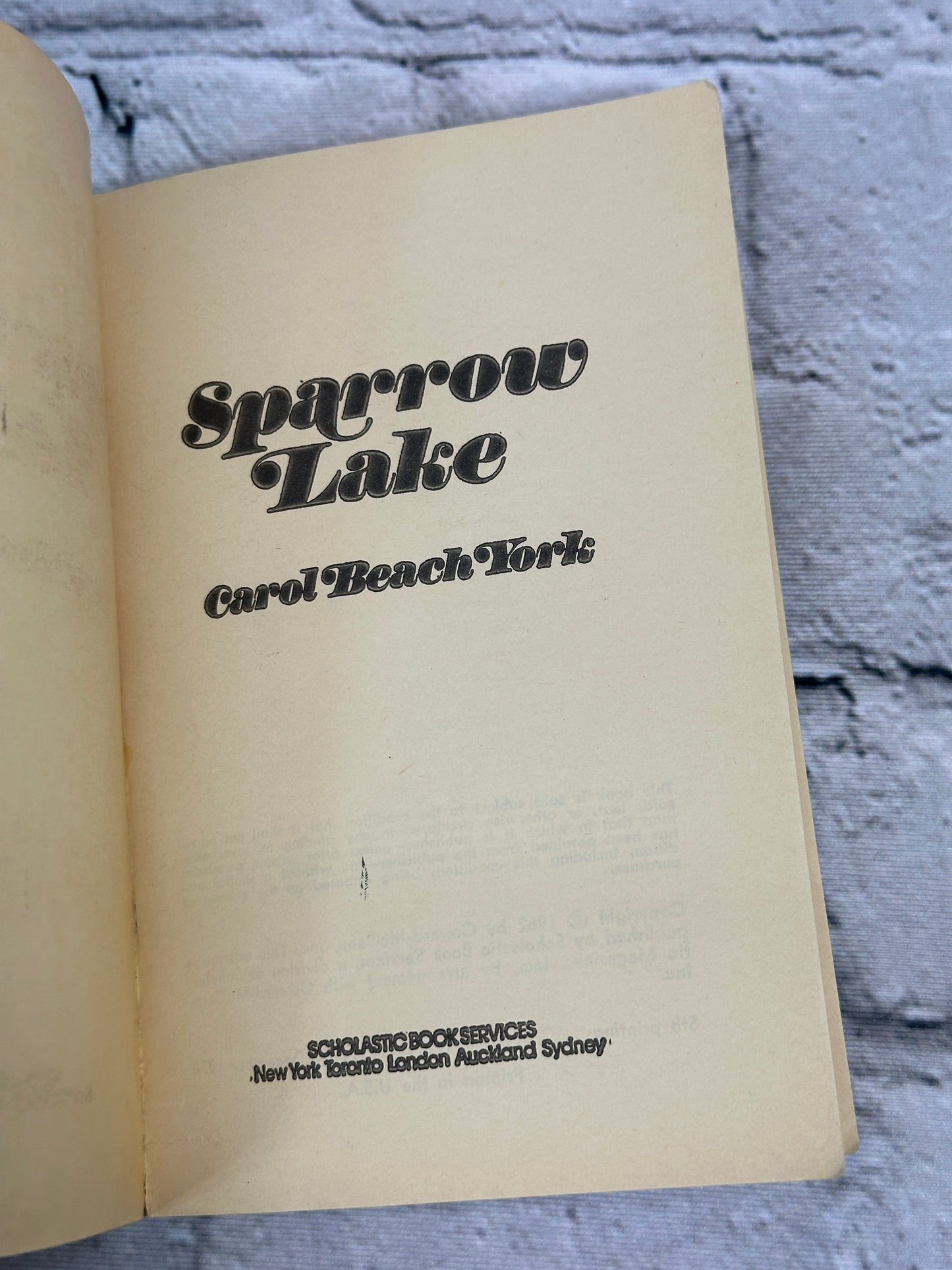 Sparrow Lake By Carol Beach York [1971 · Fifth Printing]