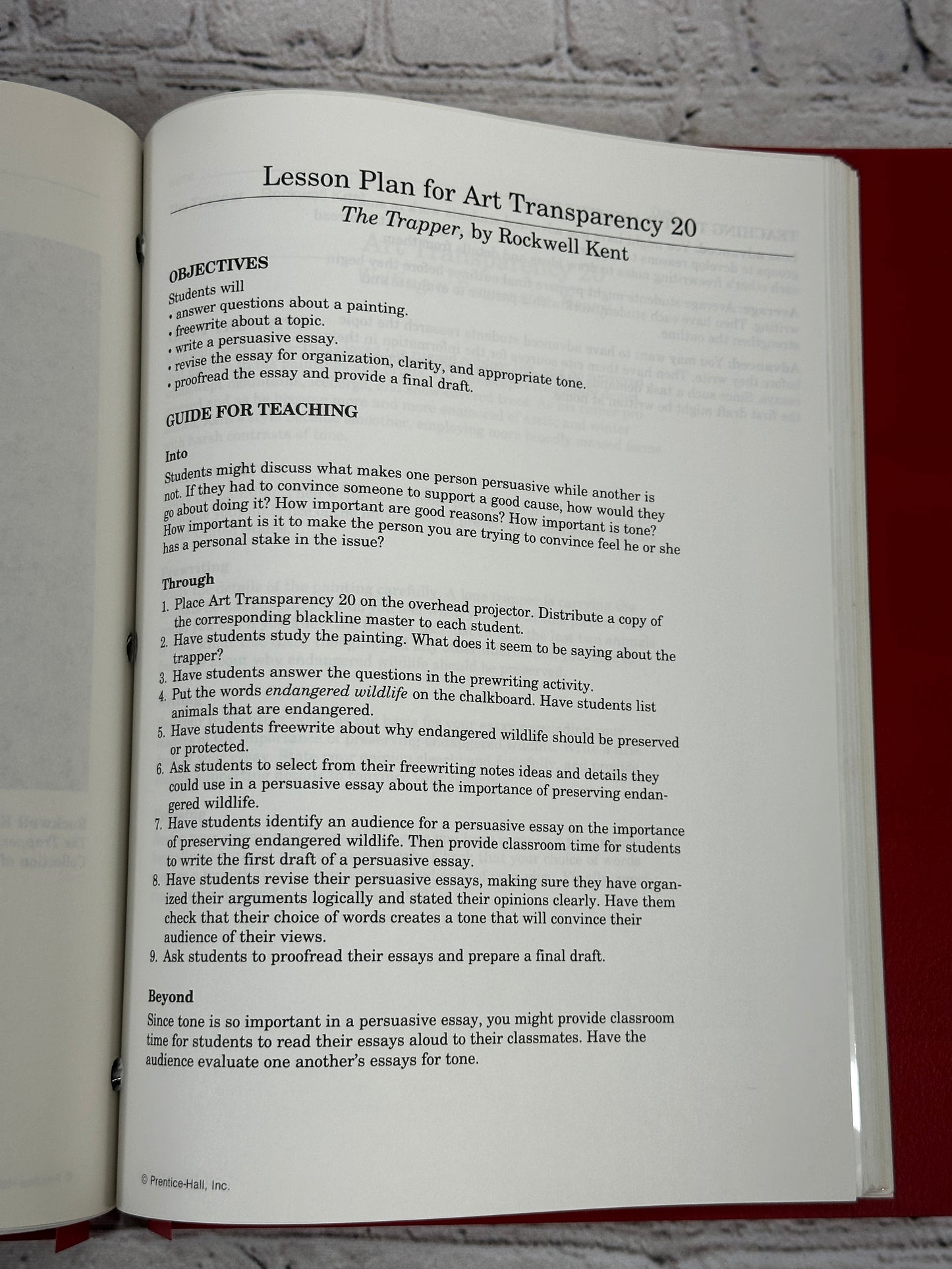 Lesson Plan for Art Transparency [Prentice Hall Inc. · No Stated Date]