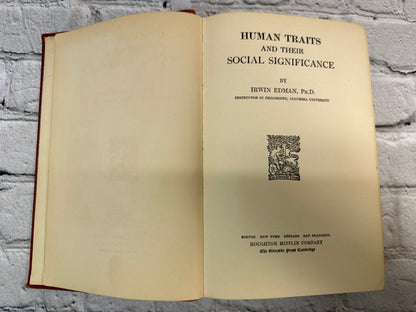 Human Traits and Their Social Significance by Irwin Edman [1920]