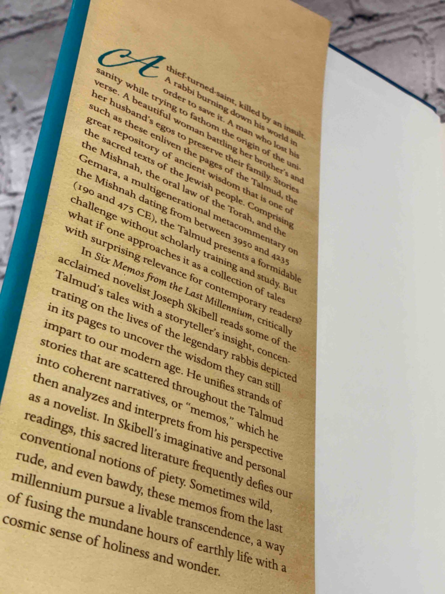 Six Memos from the Last Millennium: A Novelist Reads the Talmud