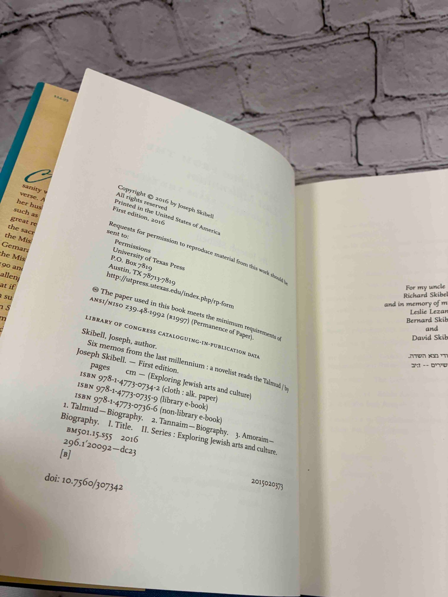 Six Memos from the Last Millennium: A Novelist Reads the Talmud