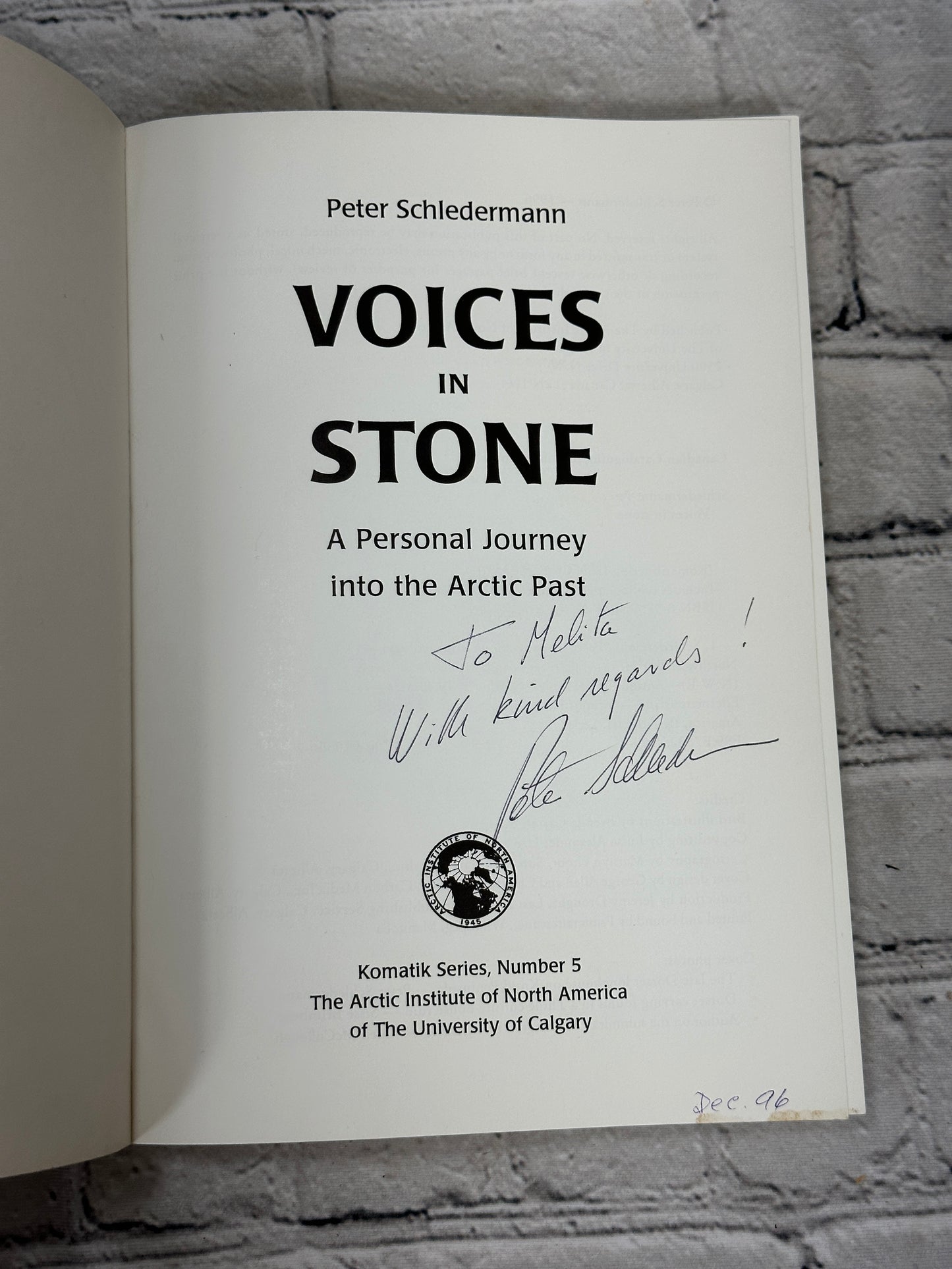 Voices in Stone: A Personal Journey..By Peter Schledermann [1996 · Signed]