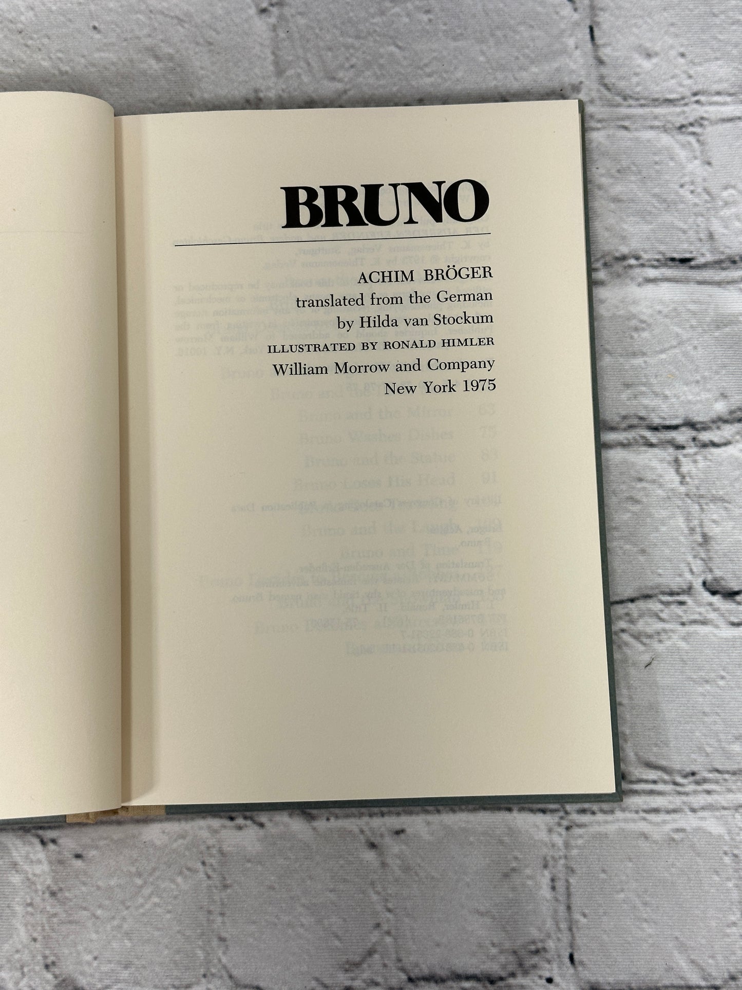 Bruno By Achim Bröger [1st Edition · 1973 · Translated to English]