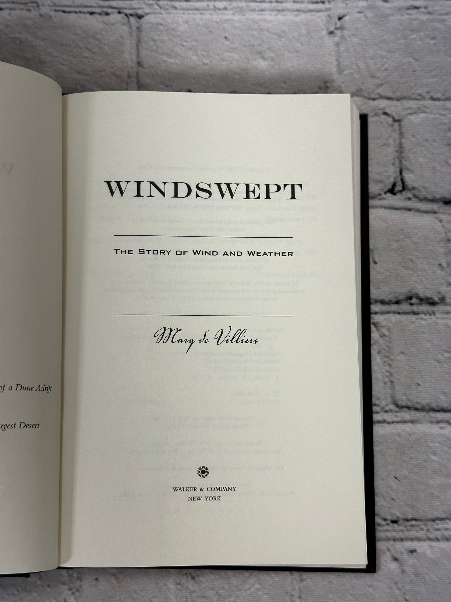 Windswept: The Story of Wind and Weather By Marq De Villiers [2006]