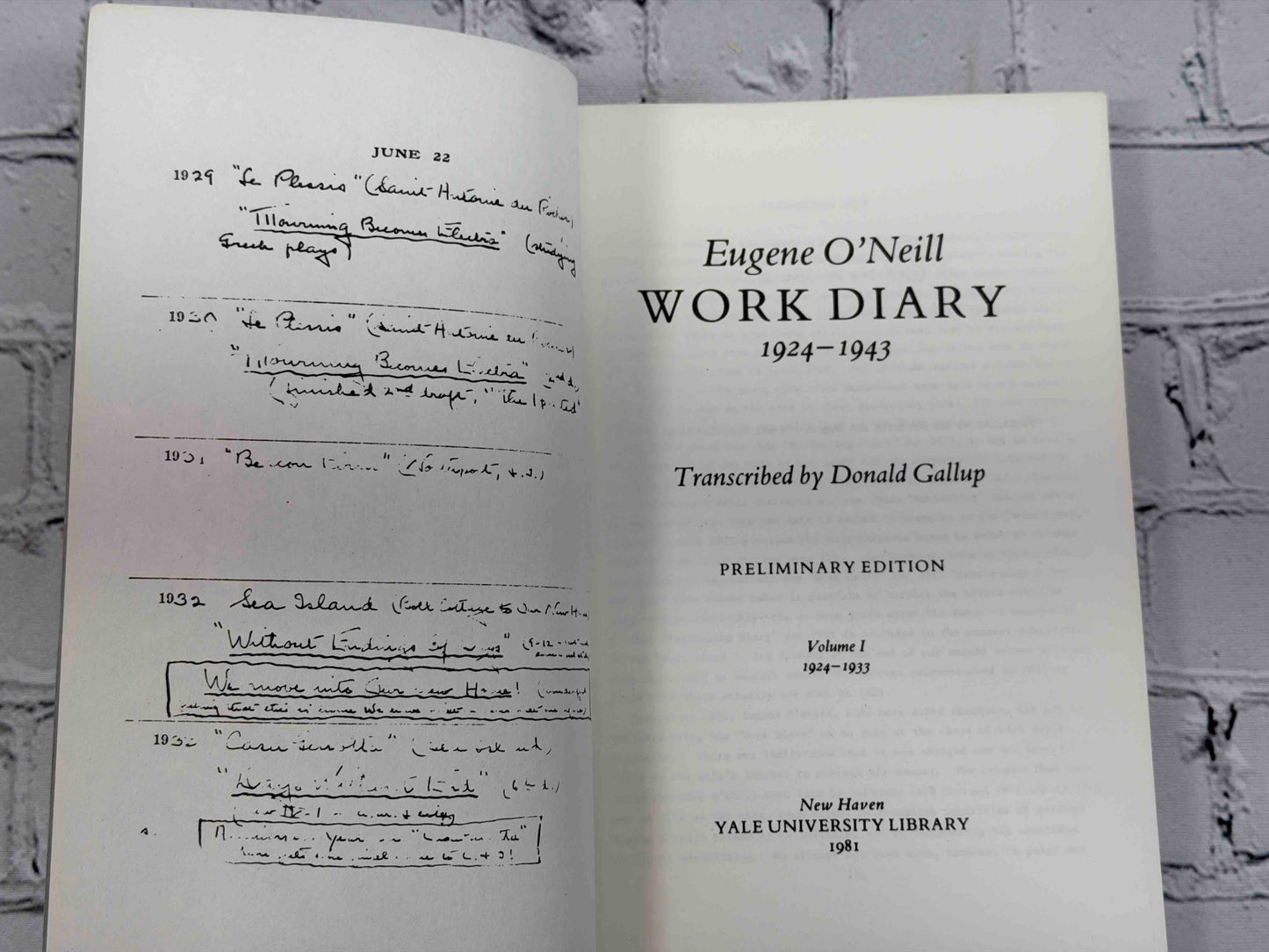 Eugene O'Neill Work Diary 1924 - 1943 (2 Volumes)