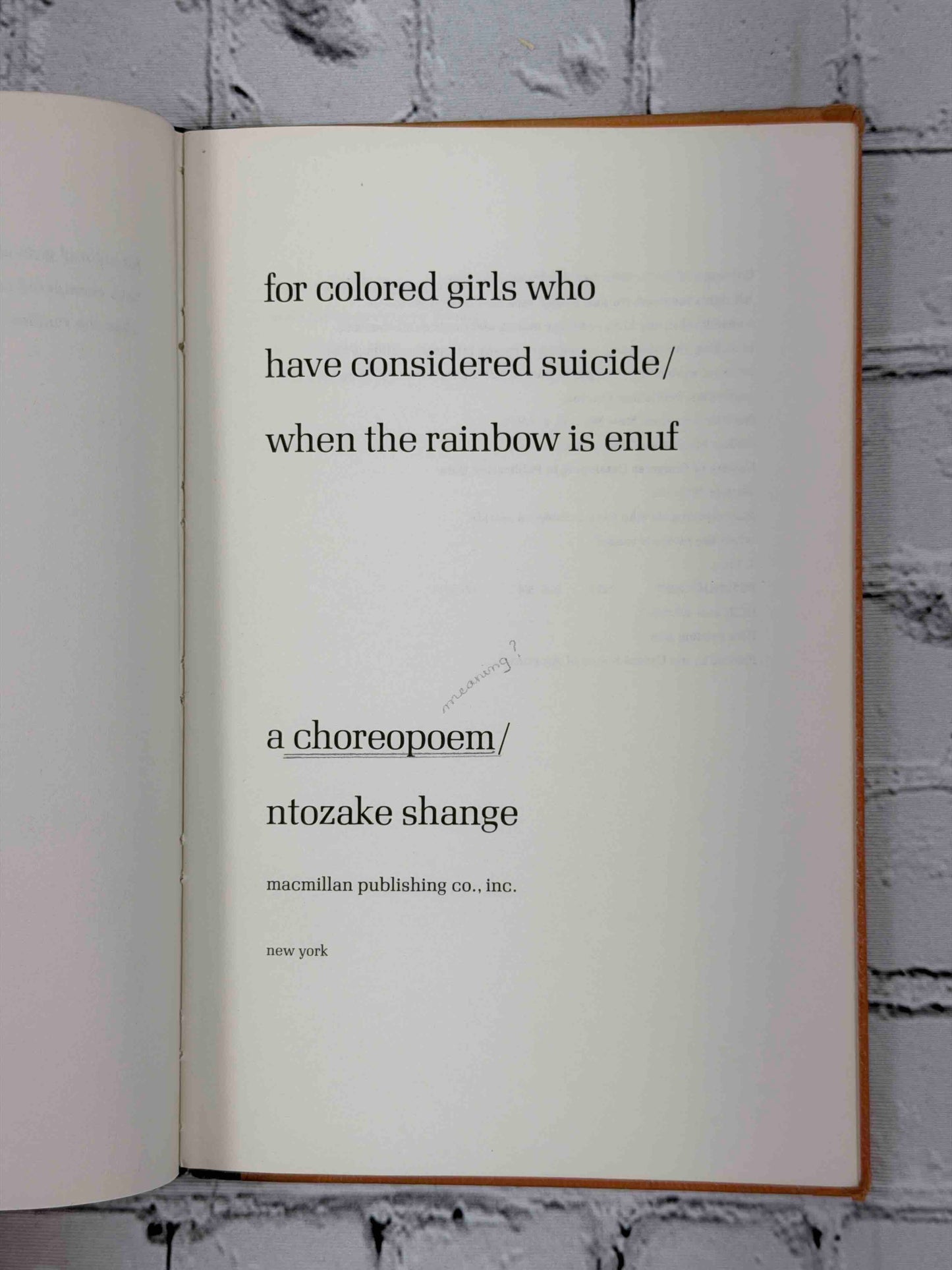 For Colored Girls Who Have Considered Suicide / When the Rainbow Is Enuf