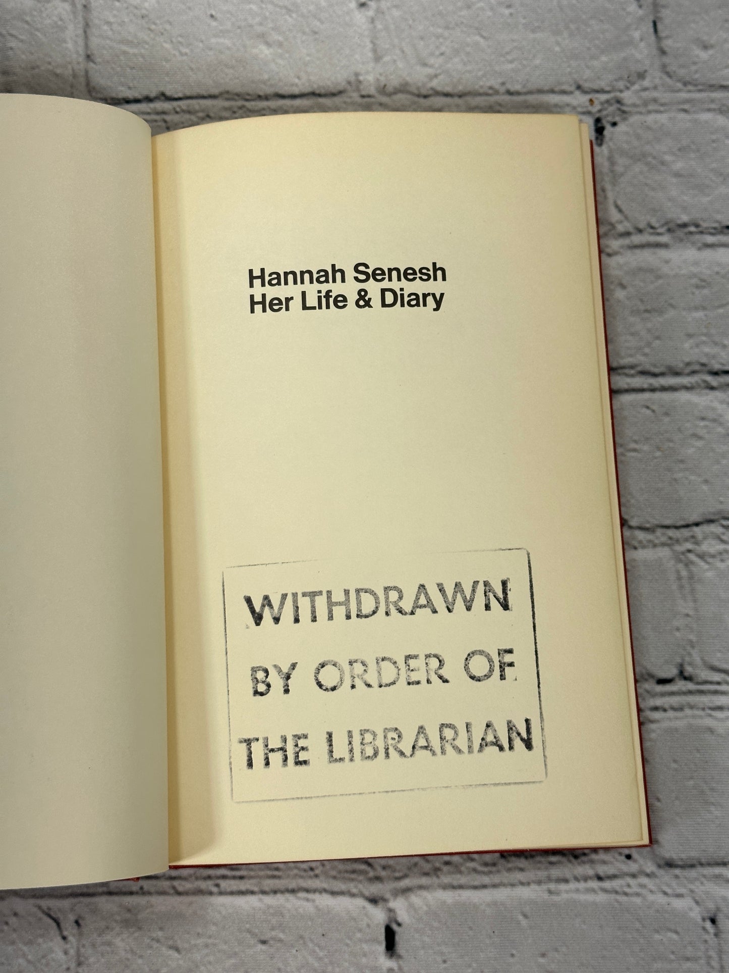 Her Life & Diary By Hannah Senesh [1972 · 1st Edi]