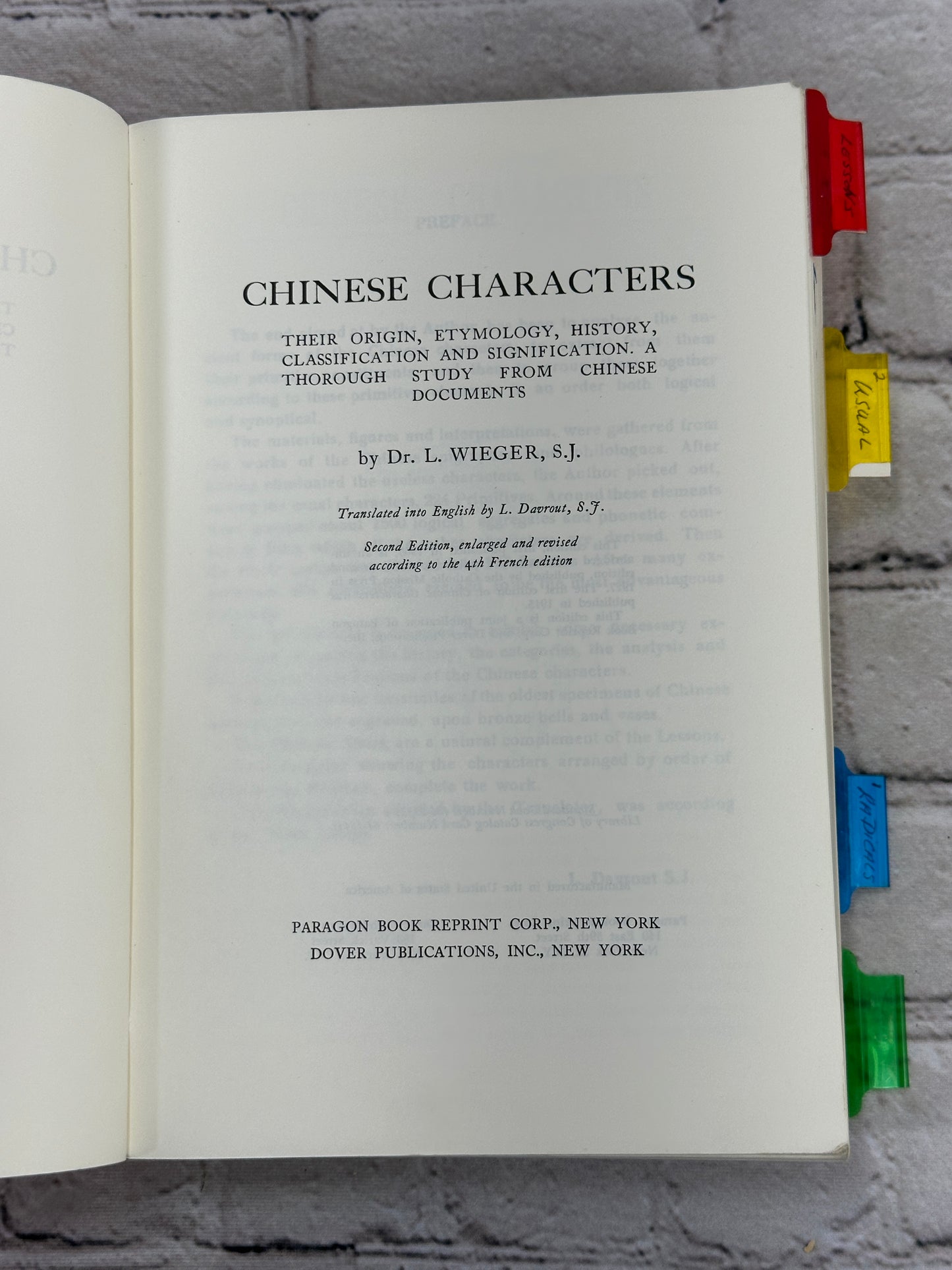 Chinese Characters By Dr. L. Wieger [1965]