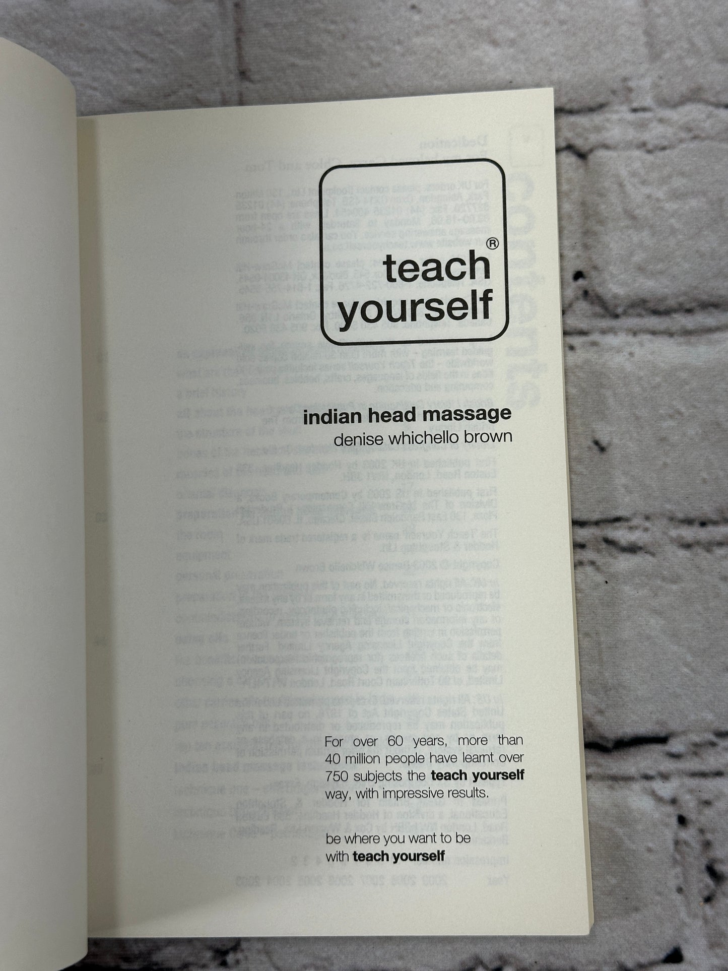Teach Yourself Indian Head Massage by Denise Whichello Brown [2003]