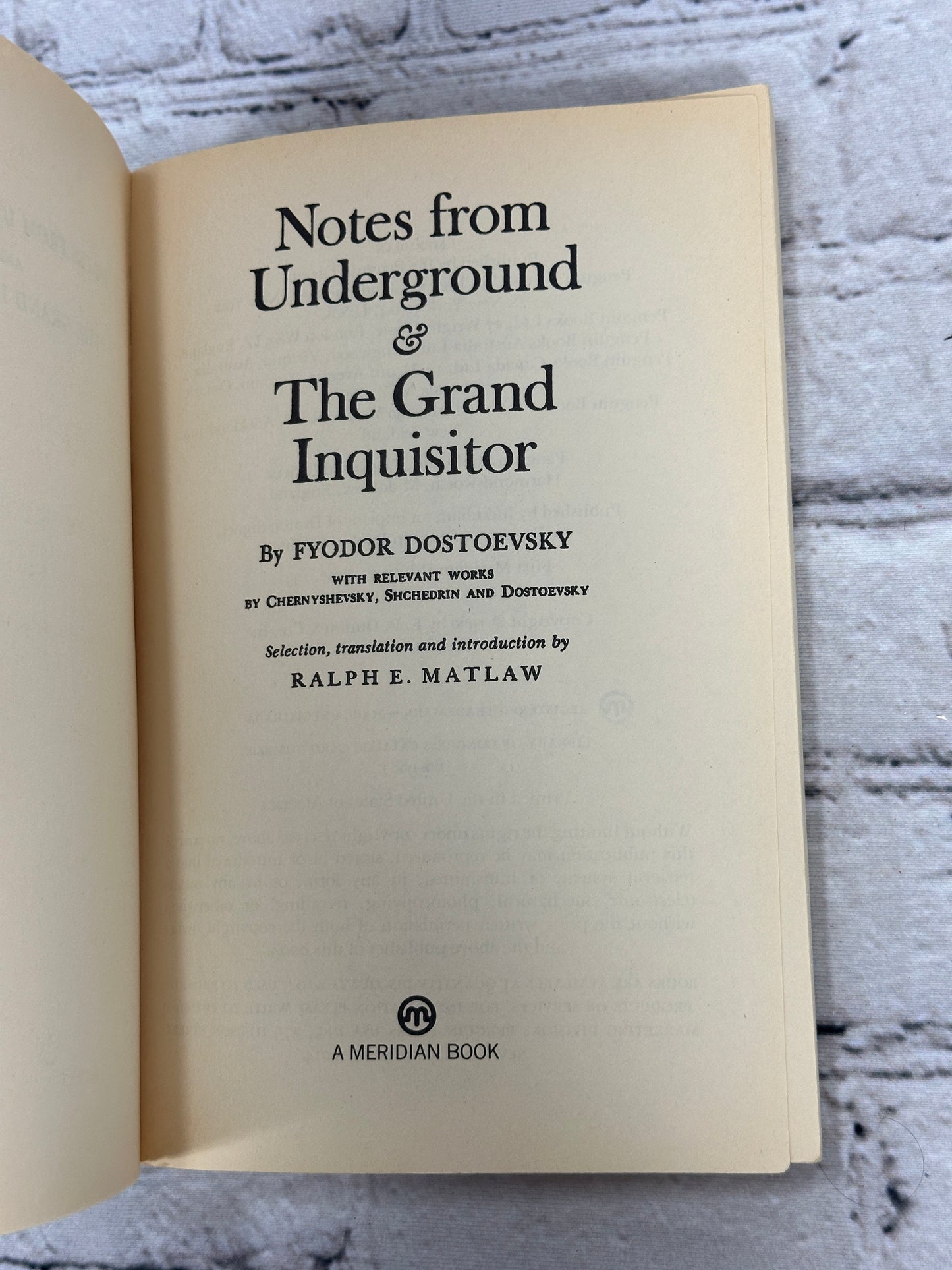 Notes from Underground and The Grand Inquisitor by Fyodor Dostoevsky [1991]