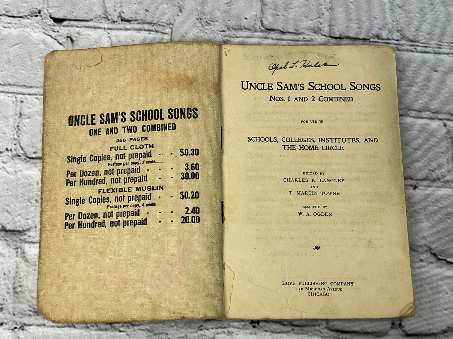 Uncle Sam’s School Songs by Charles K. Langley [1904]