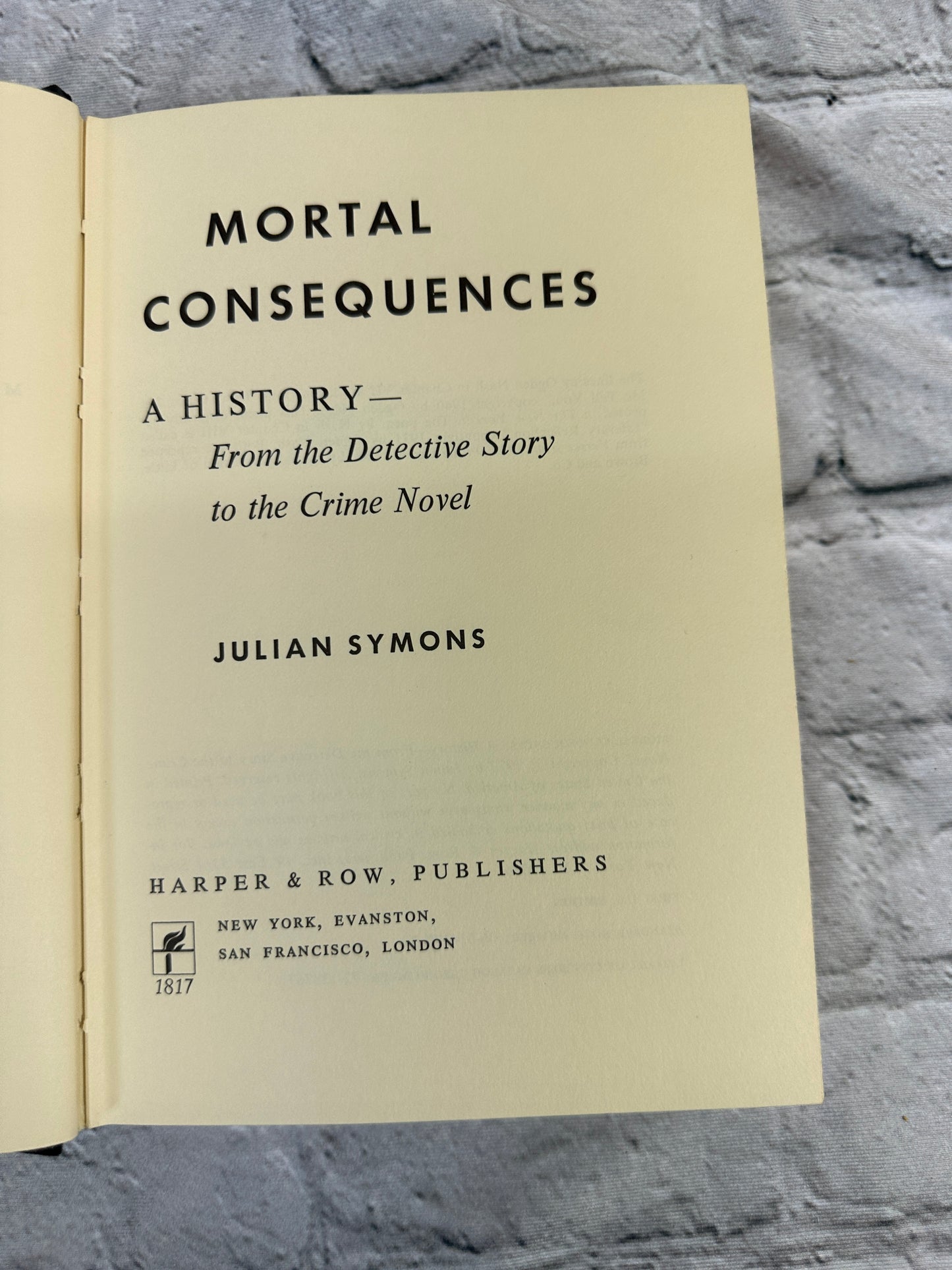 Mortal Consequences by Julian Symons [1972 · 1st US Edition]