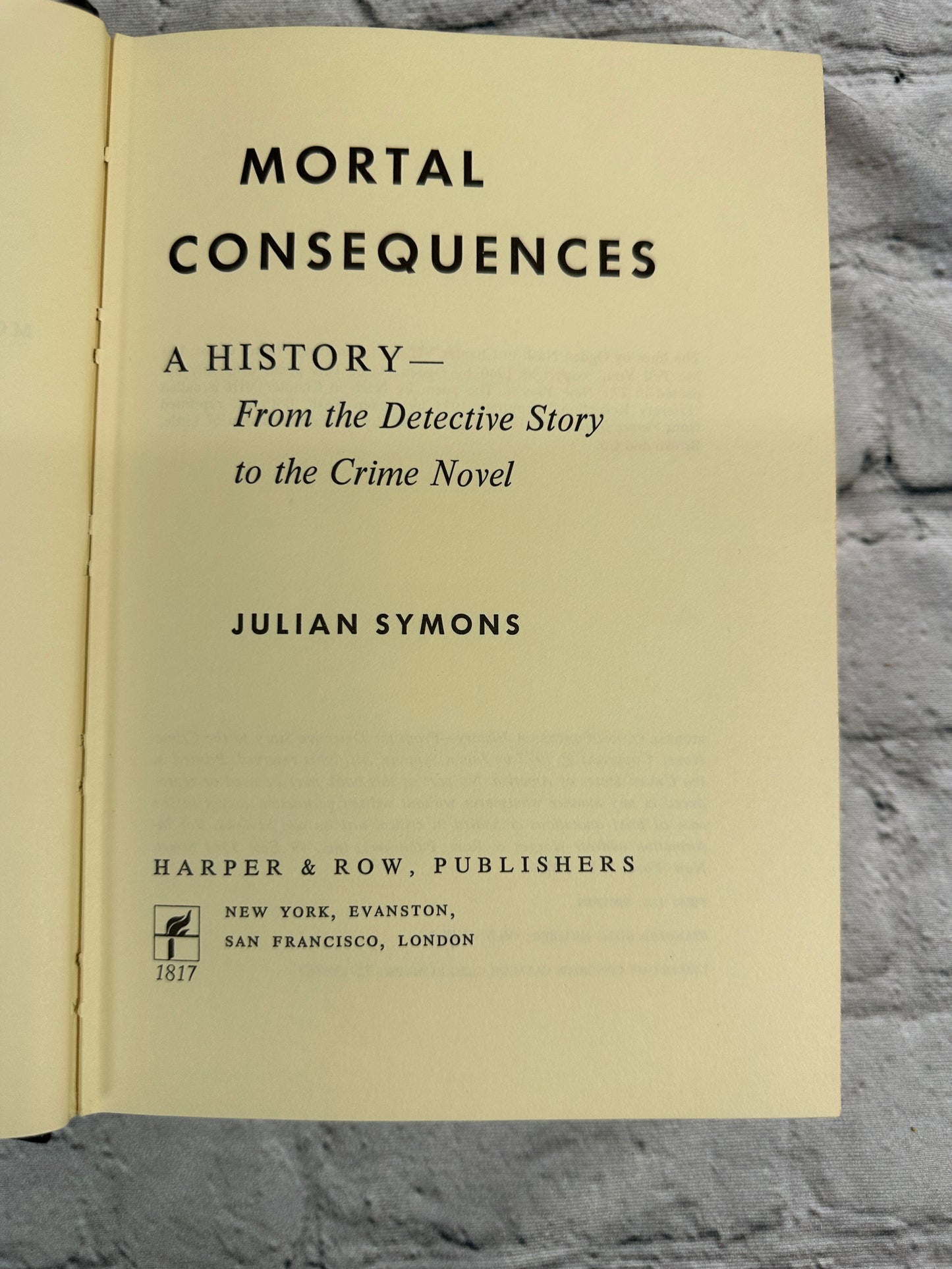 Mortal Consequences by Julian Symons [1972 · 1st US Edition]