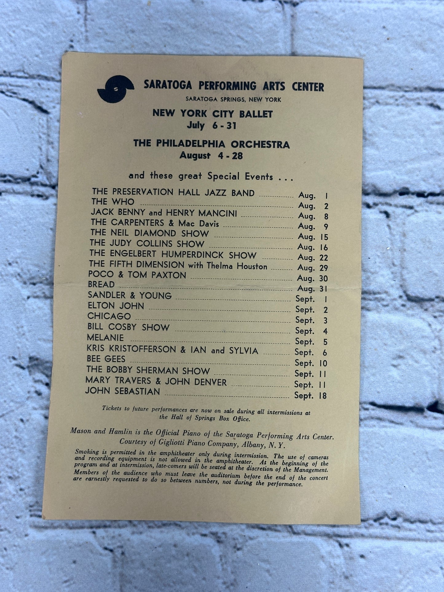 Saratoga Performing Arts Center Program "Jesus Christ Super Star" [1971]