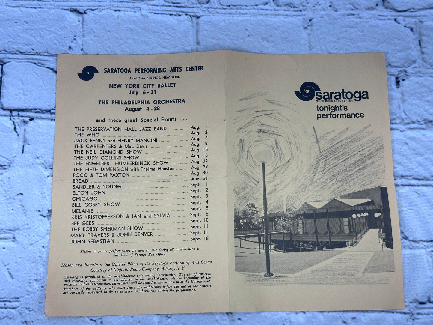 Saratoga Performing Arts Center Program "Jesus Christ Super Star" [1971]