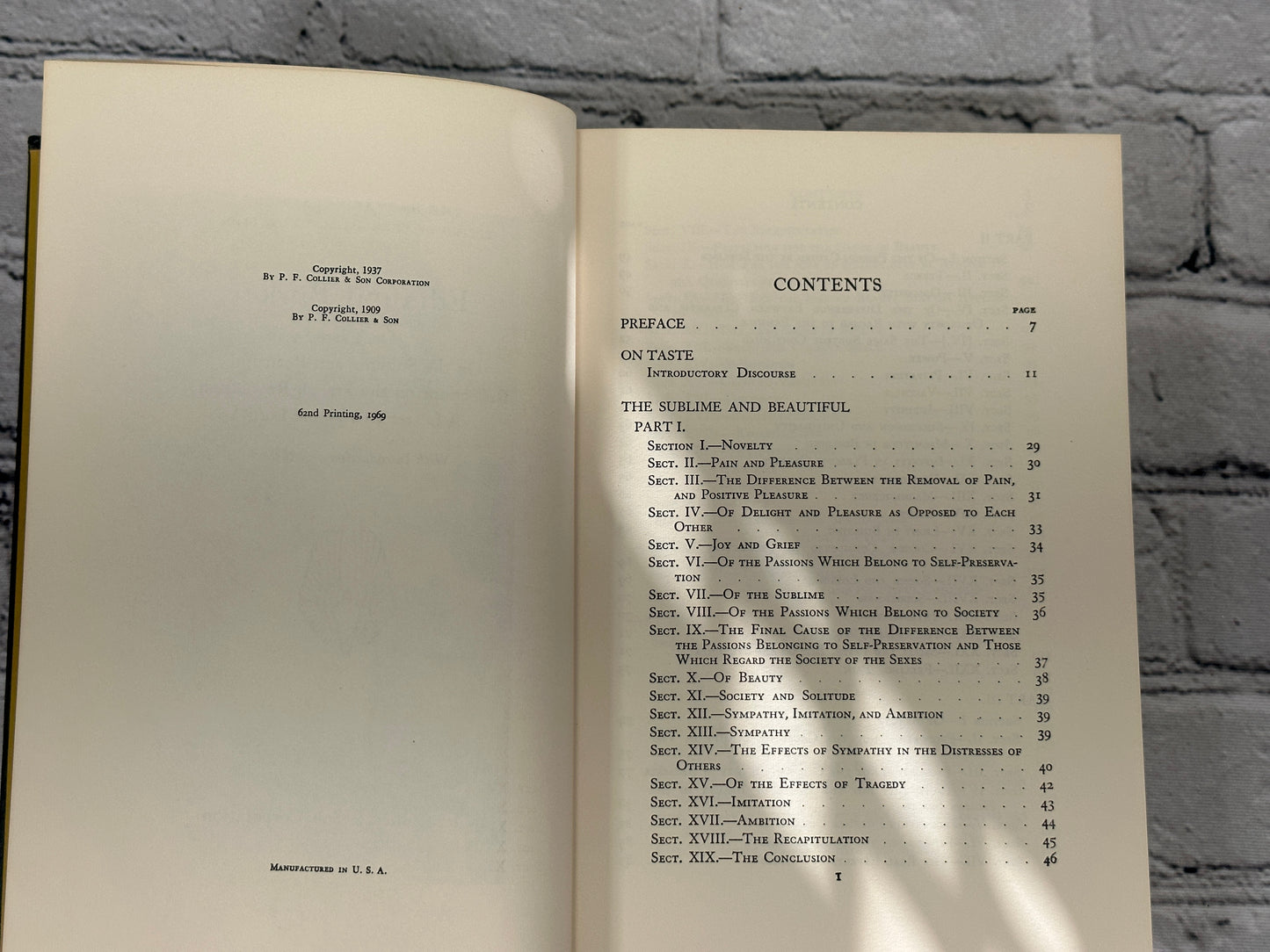 Harvard Classics: On Taste, On the Sublime & the..by Edmund Burke [1969]