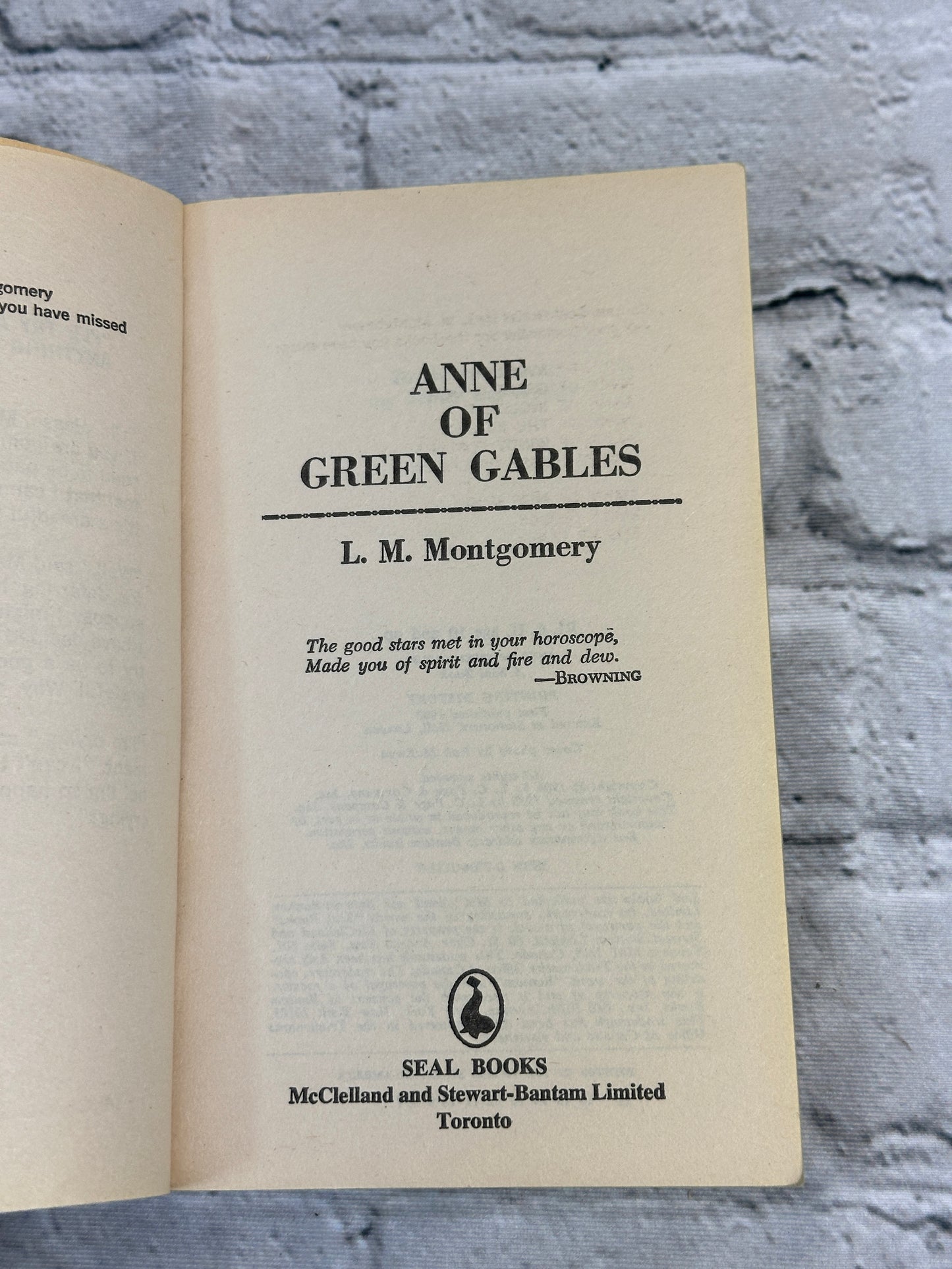 Anne of Green Gables Book 1 [A Seal Book · Seventh Printing]