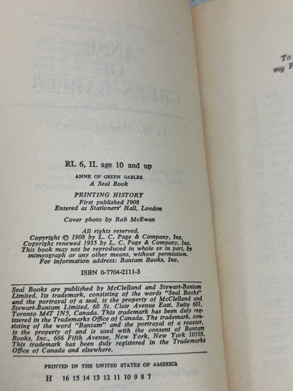 Anne of Green Gables Book 1 [A Seal Book · Seventh Printing]