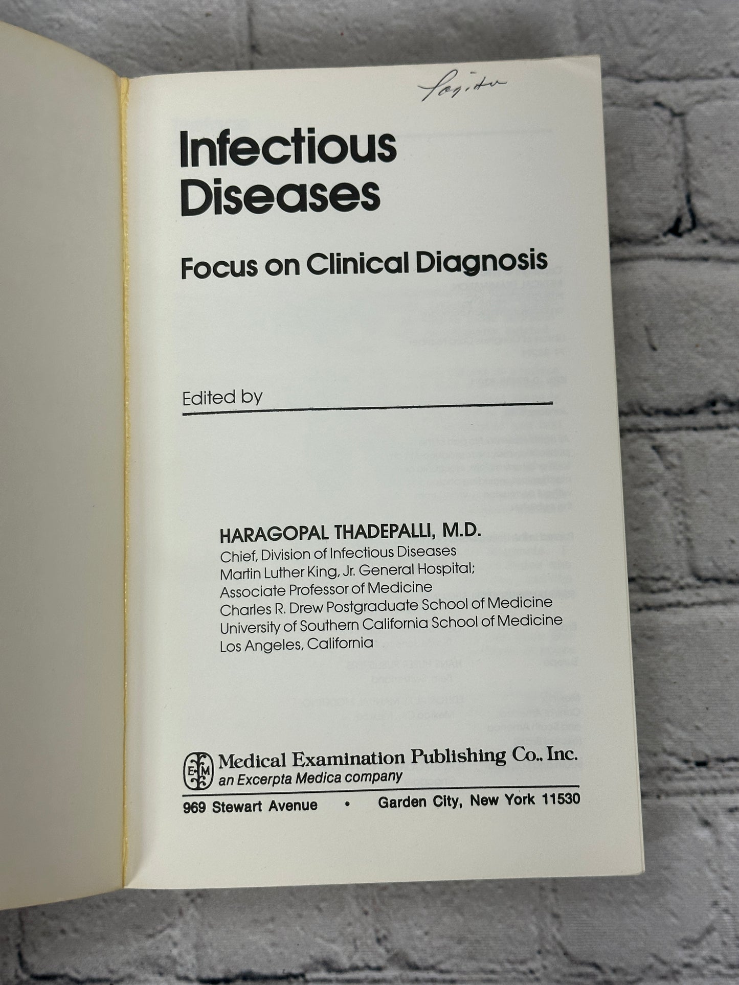 Infectious Diseases: Focus on Clinical Diagnosis by Haragopal Thadepalli [1980]