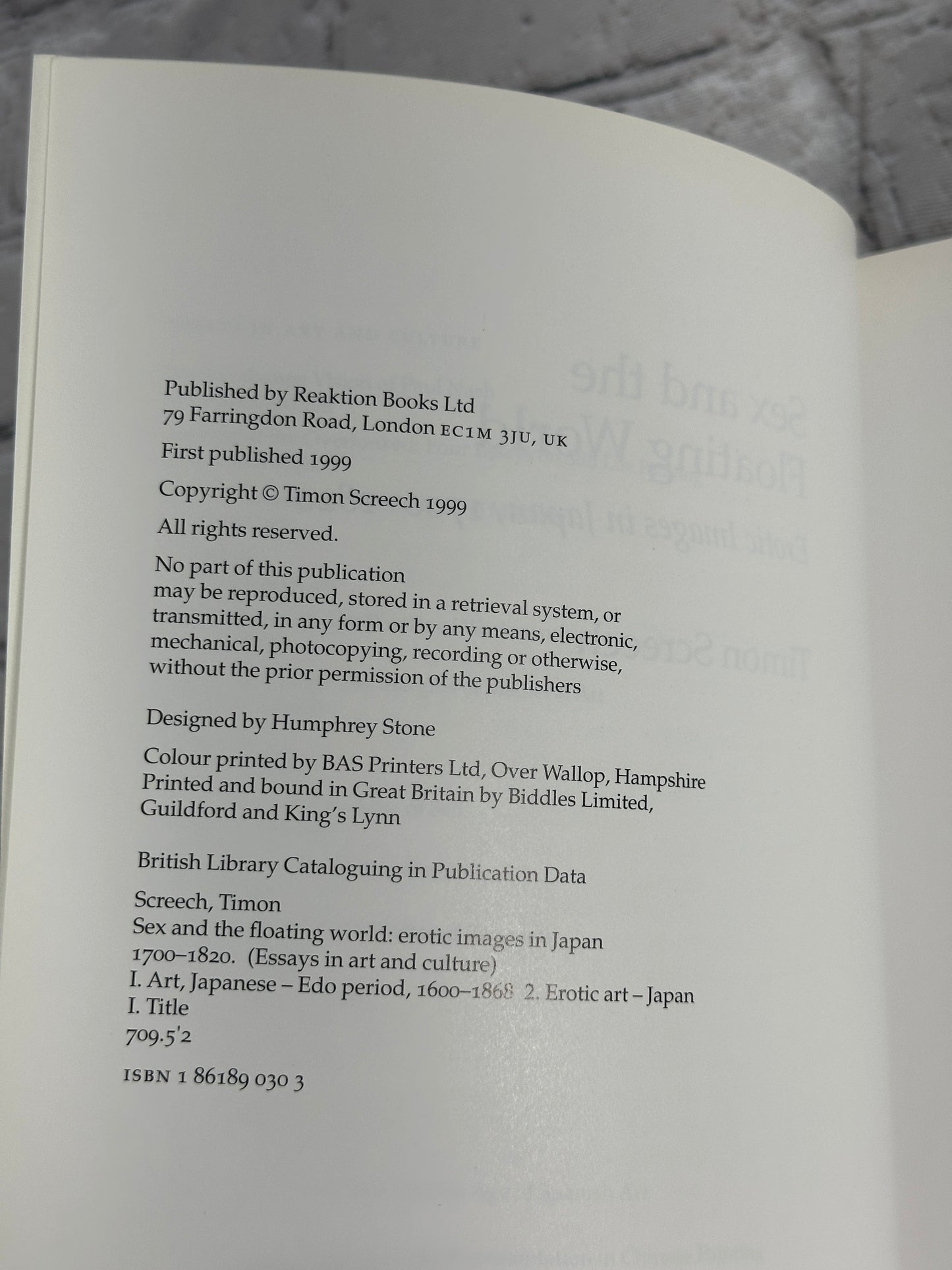 Sex and the Floating World: Erotic Images in Japan 1700 - 1820 by Timon Screech