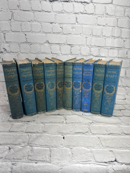 The Blue Gray Series Complete + On Land series by Oliver Optic [10 Vols. ·  1890s]