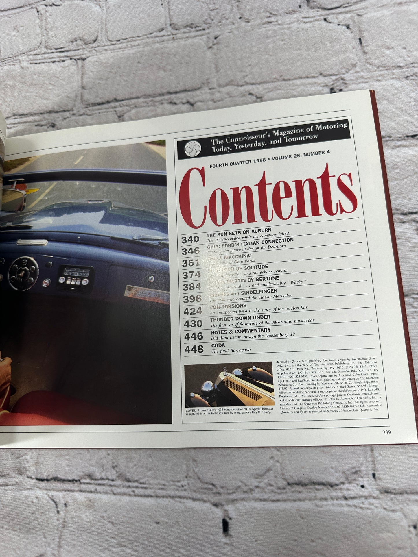 Automobile Quarterly Volume 26 [Full Set · Issues 1,2,3 & 4 · 1988]