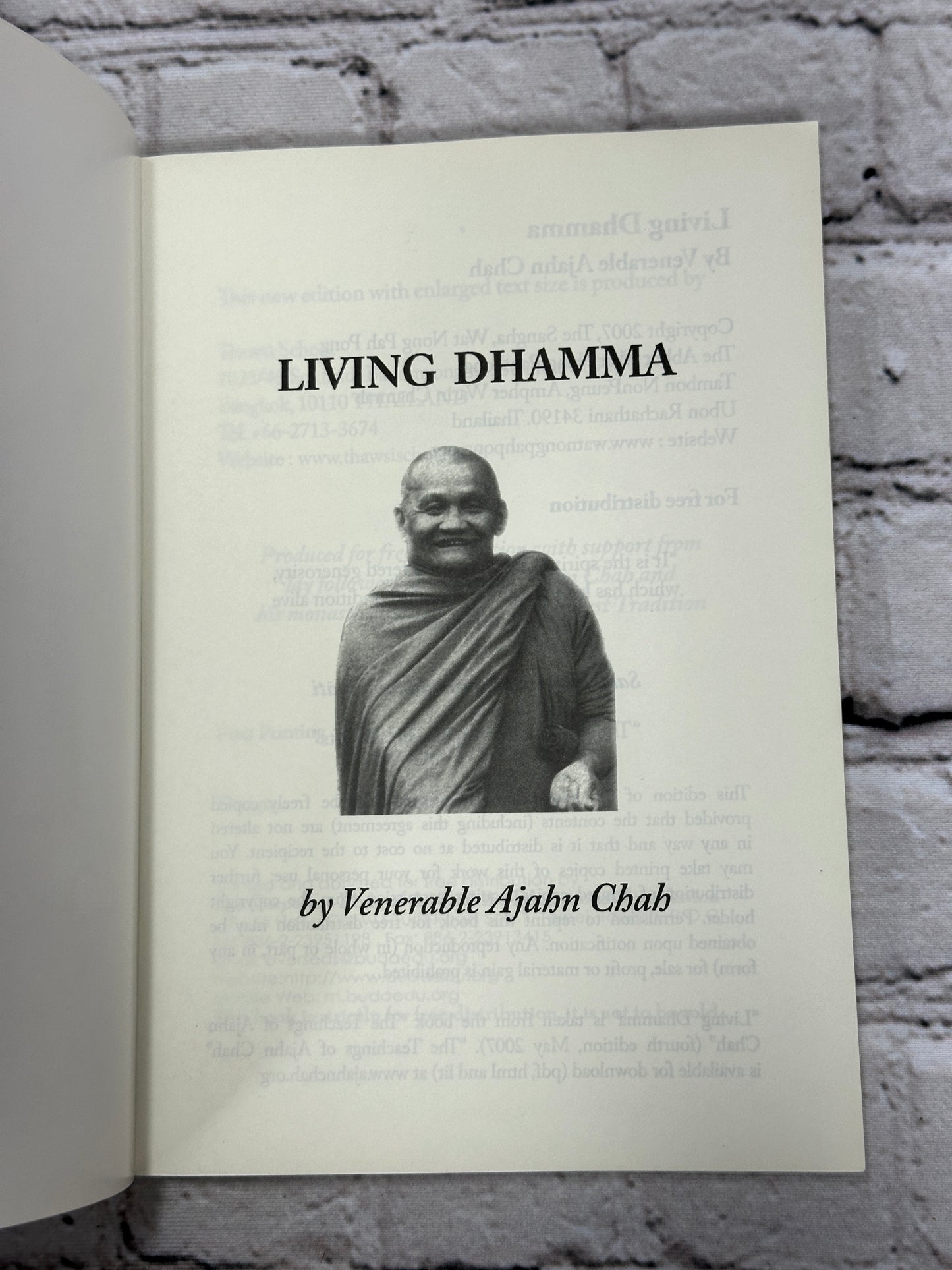 Living Dhamma By Venerable Ajahn Chah [Large Print · 2008 · 1st Print]