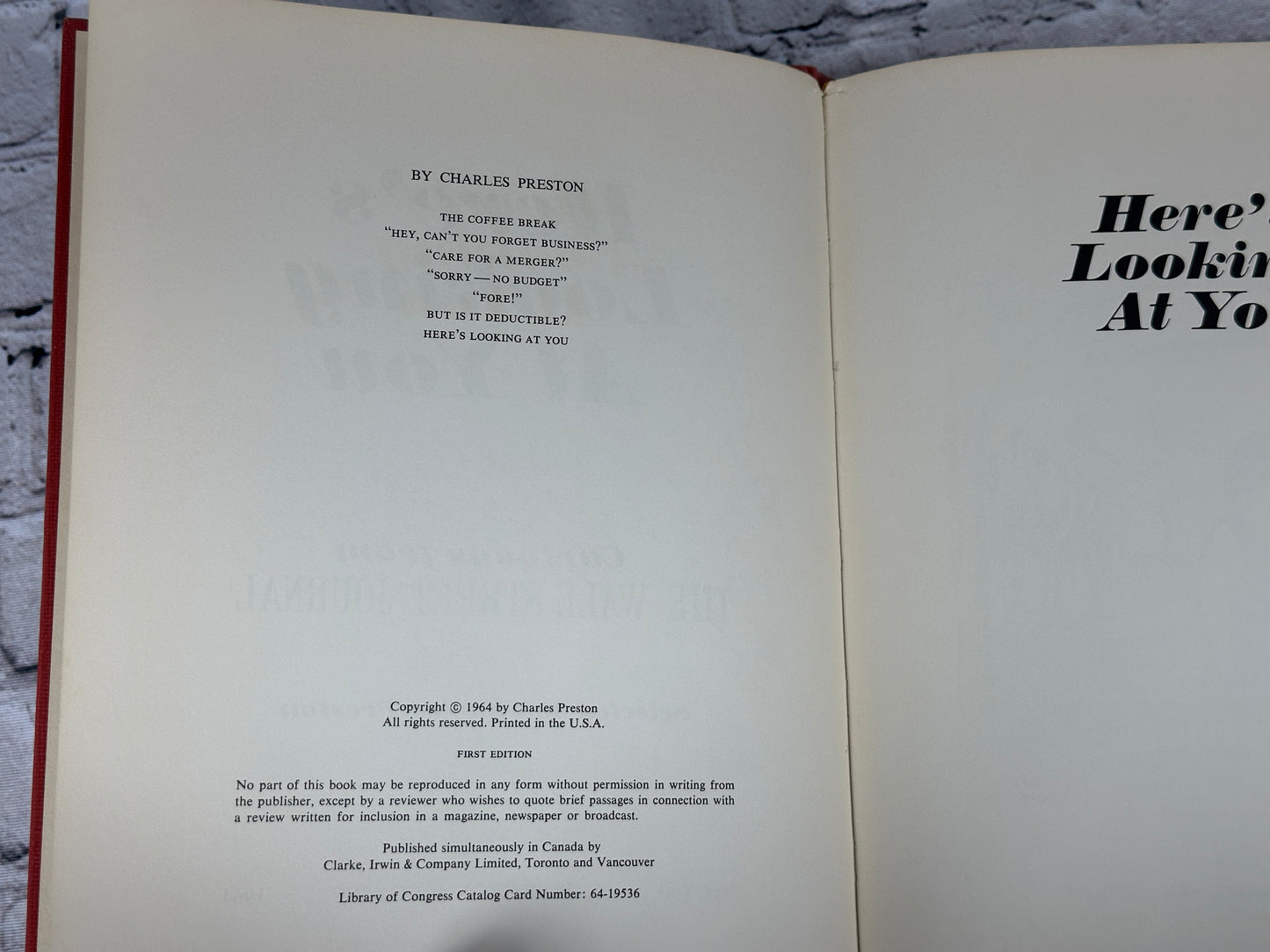 Here's Looking At You: Cartoons from the Wall Street Journal [1st Edition · 1964