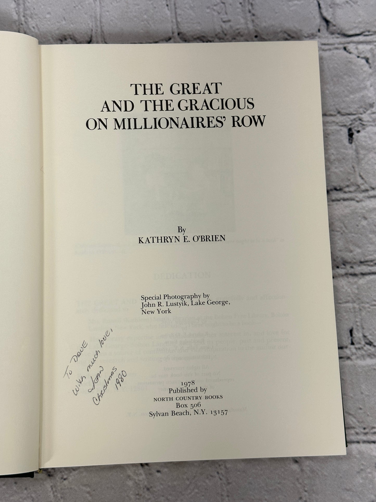 The Great and the Gracious on Millionaires' Row by O'Brien [1978 · Second Print]