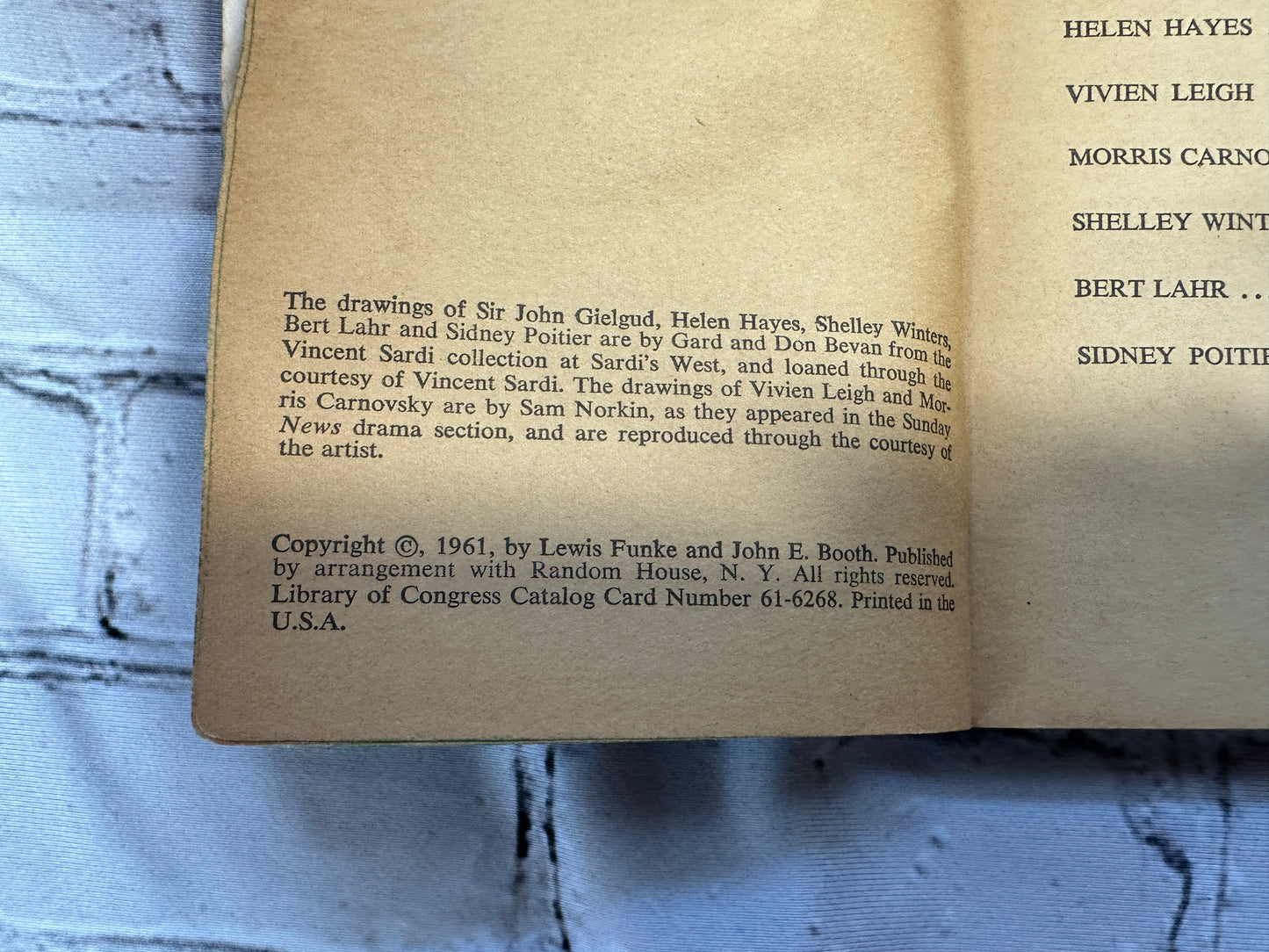 Actors Talk About Acting I by Lewis Funke, John E. Booth [1961]