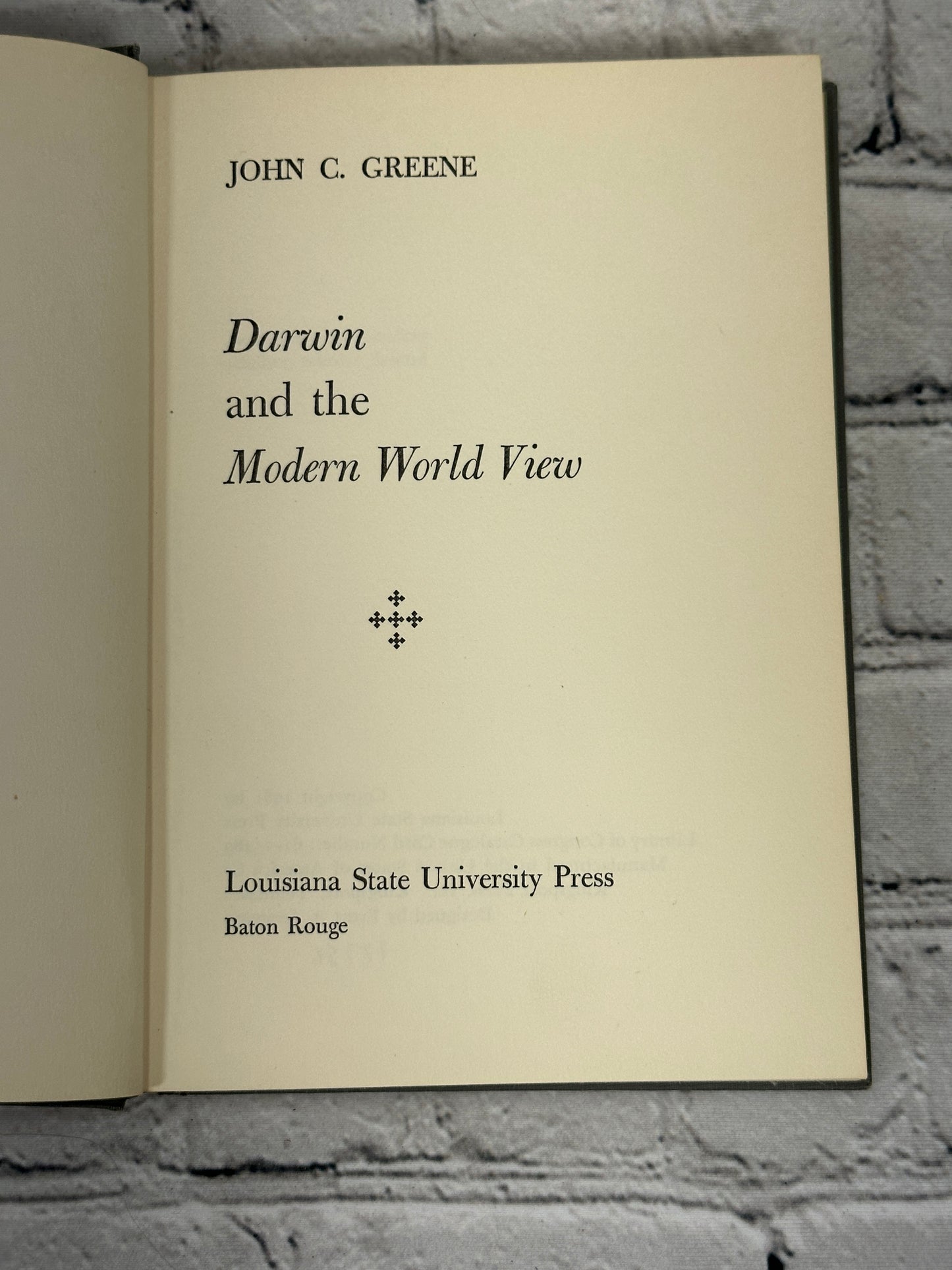 Darwin and the Modern World View by John C. Greene [1961]