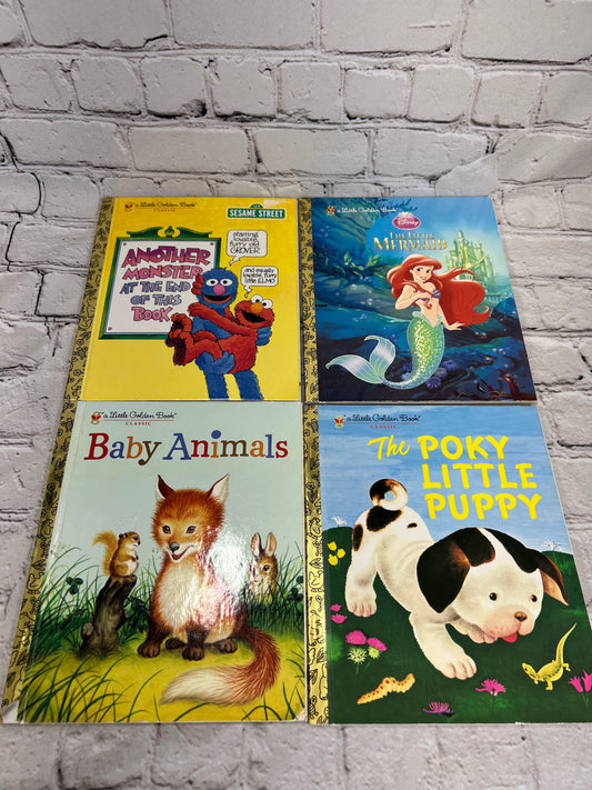 A Little Golden Book Classic [lot of 4] Poky Little Puppy, Elmo, Mermaid, Animal