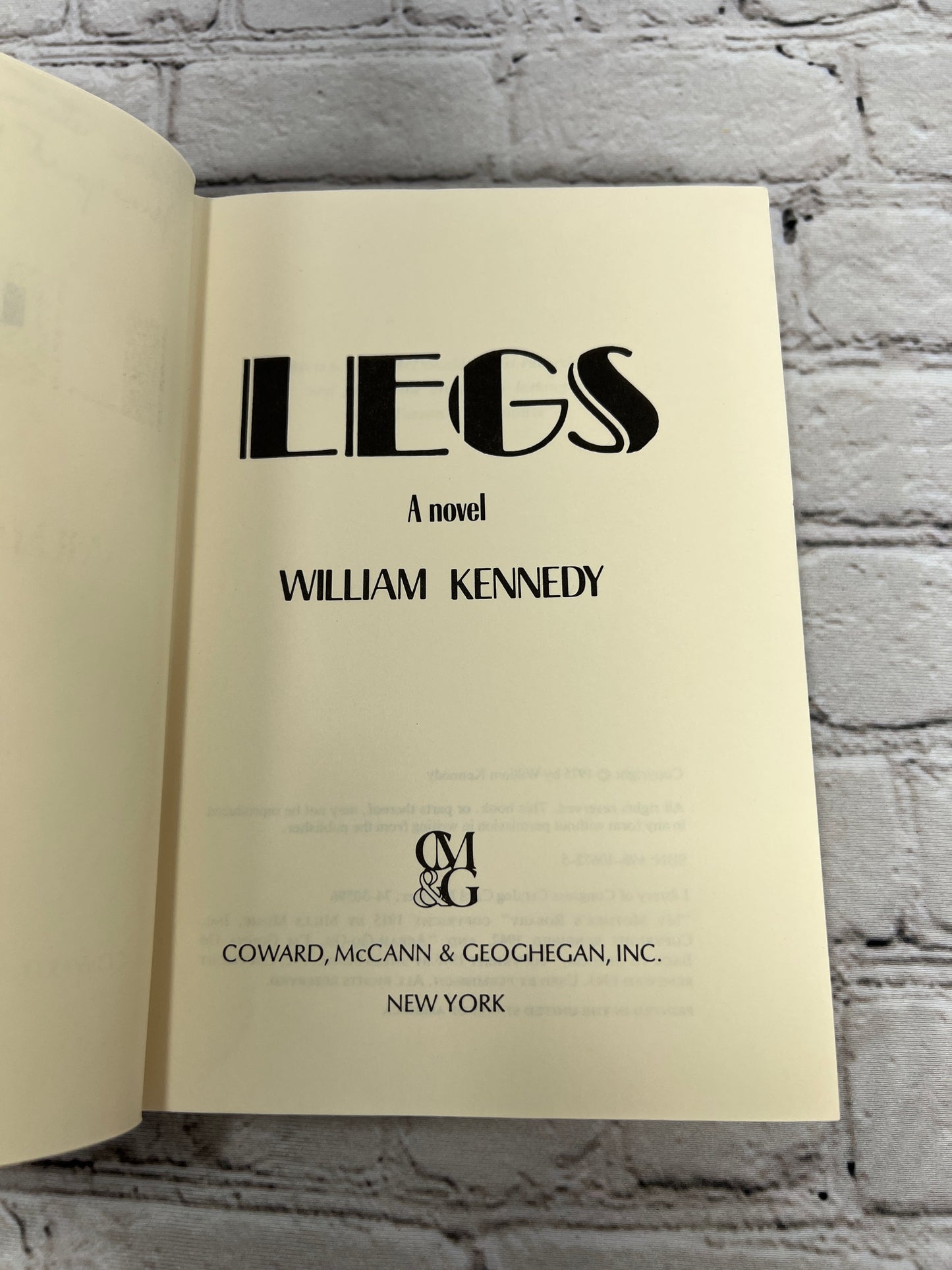 LEGS by William Kennedy [First Edition · 1975]