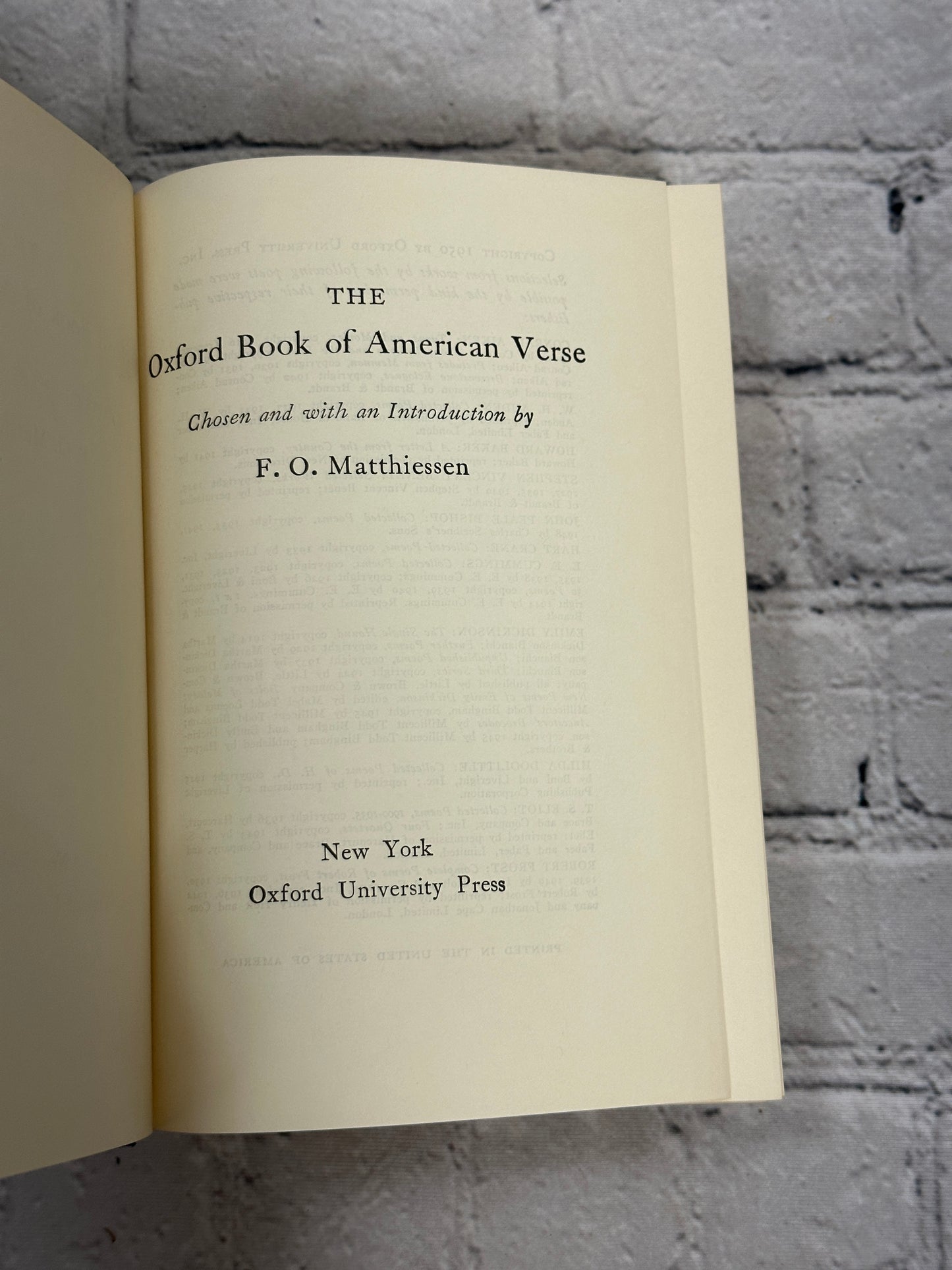 The Oxford Book of American Verse by F.O. Matthiessen [1950]