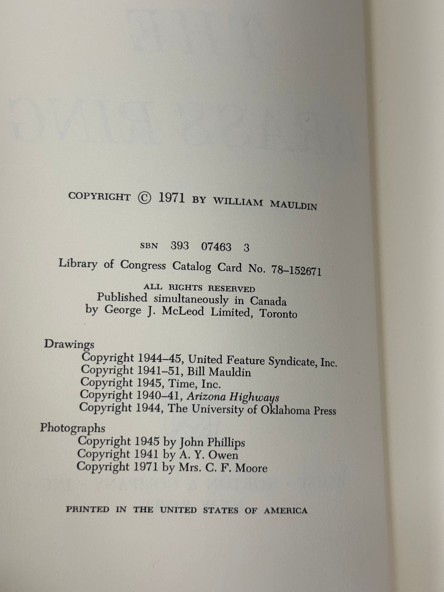 The Brass Ring by Bill Mauldin [1971 · 1st Ed. · W. W. Norton & Company]