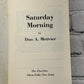 Saturday Morning By Don Metivier [Signed · 1st Ed· 1987 · 1st Print · Post Star]