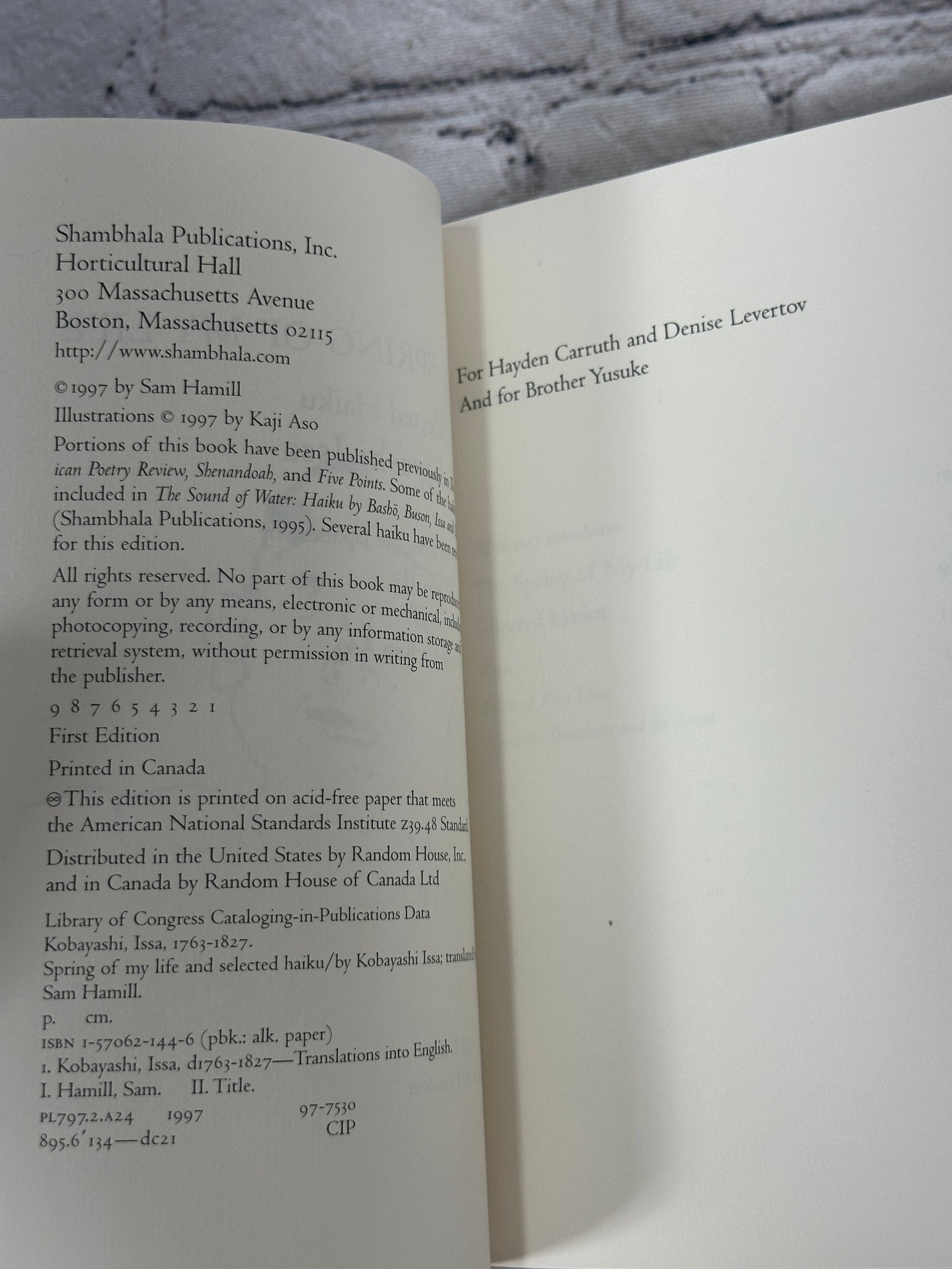 The Spring of My Life: And Selected Haiku by Kobayashi Issa [1997]