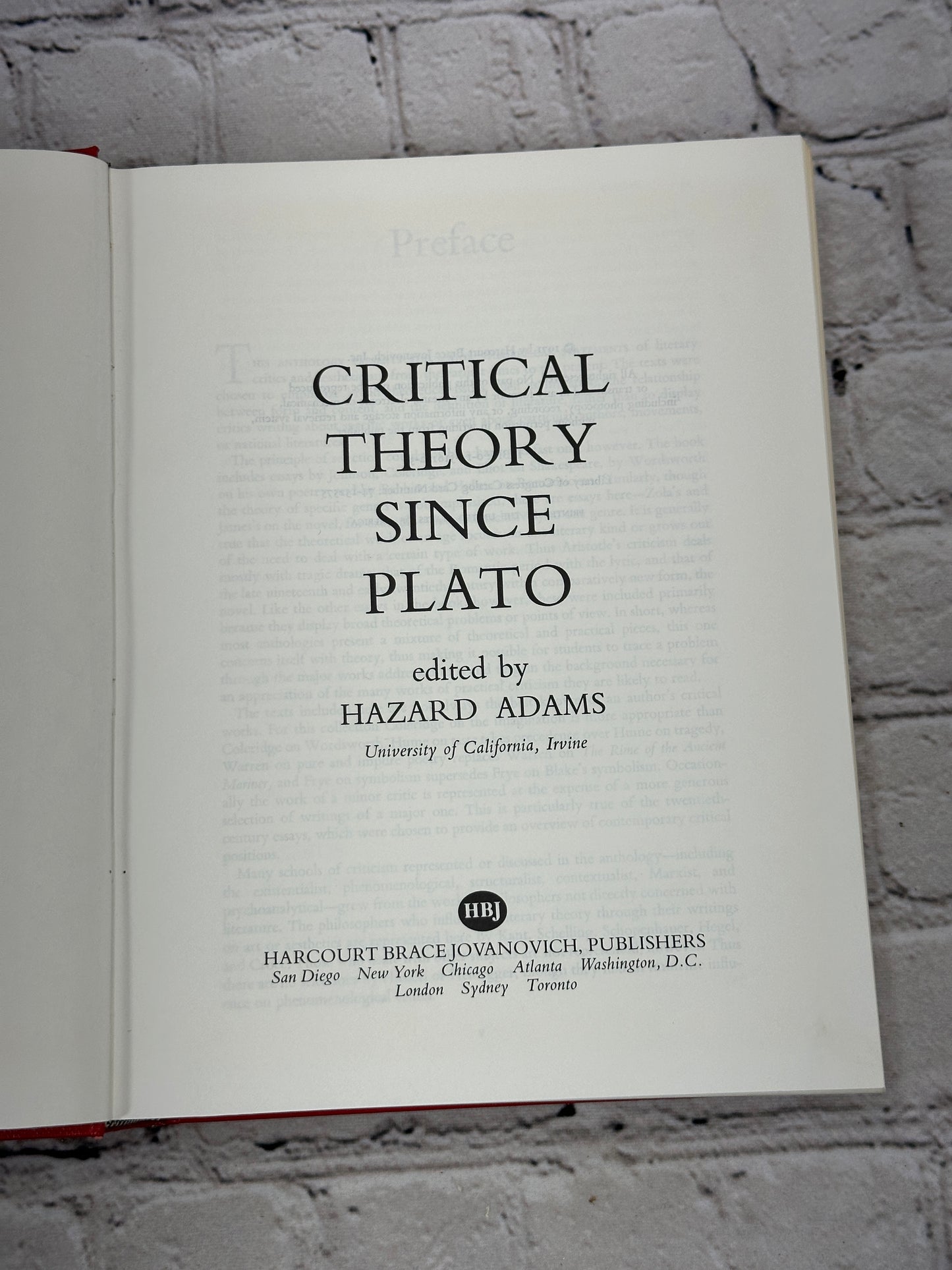 Critical Theory since Plato by Hazard Adams [1971]