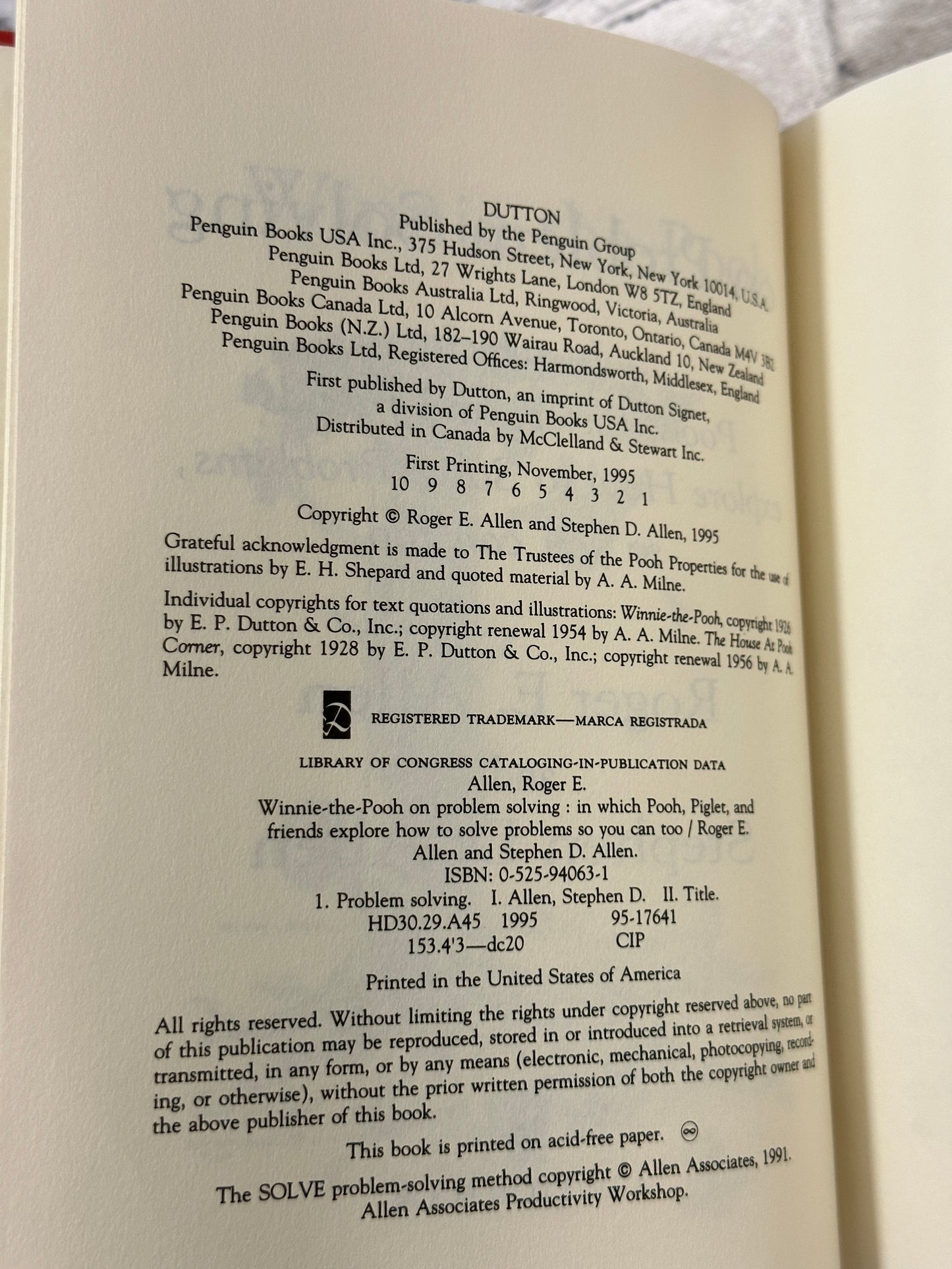 Winnie-the-Pooh on Problem Solving by Roger Allen [1995 · First Printing]